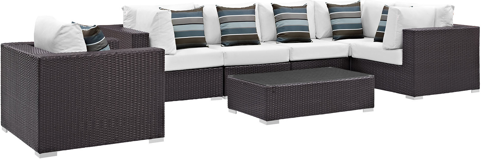 Convene Espresso White 7 Piece Outdoor Patio Sectional Set Eei 2350 Exp Whi Set 1stopbedrooms