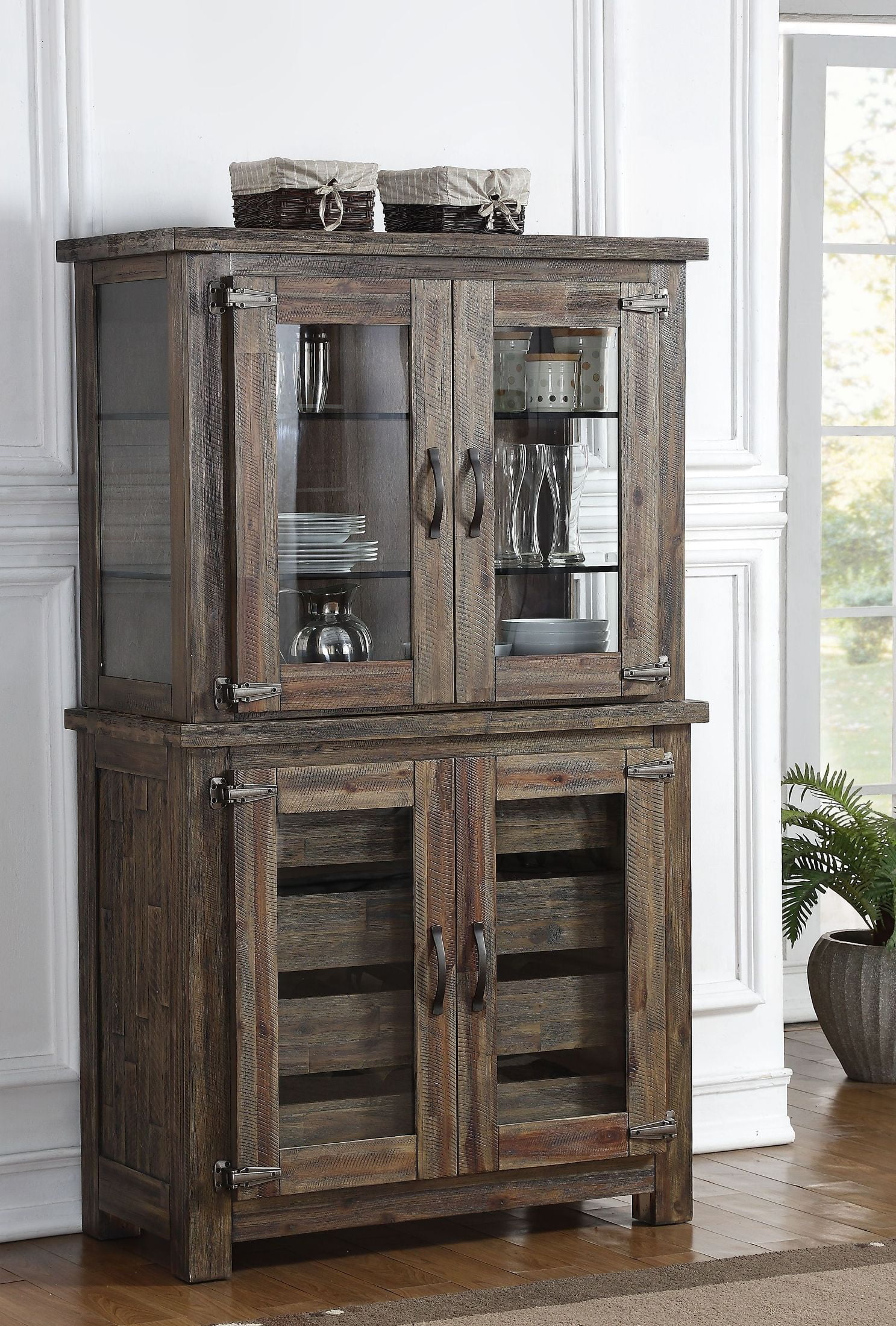 Tuscany Park Timeworn Curio Cabinet With Glass Doors 1stopbedrooms