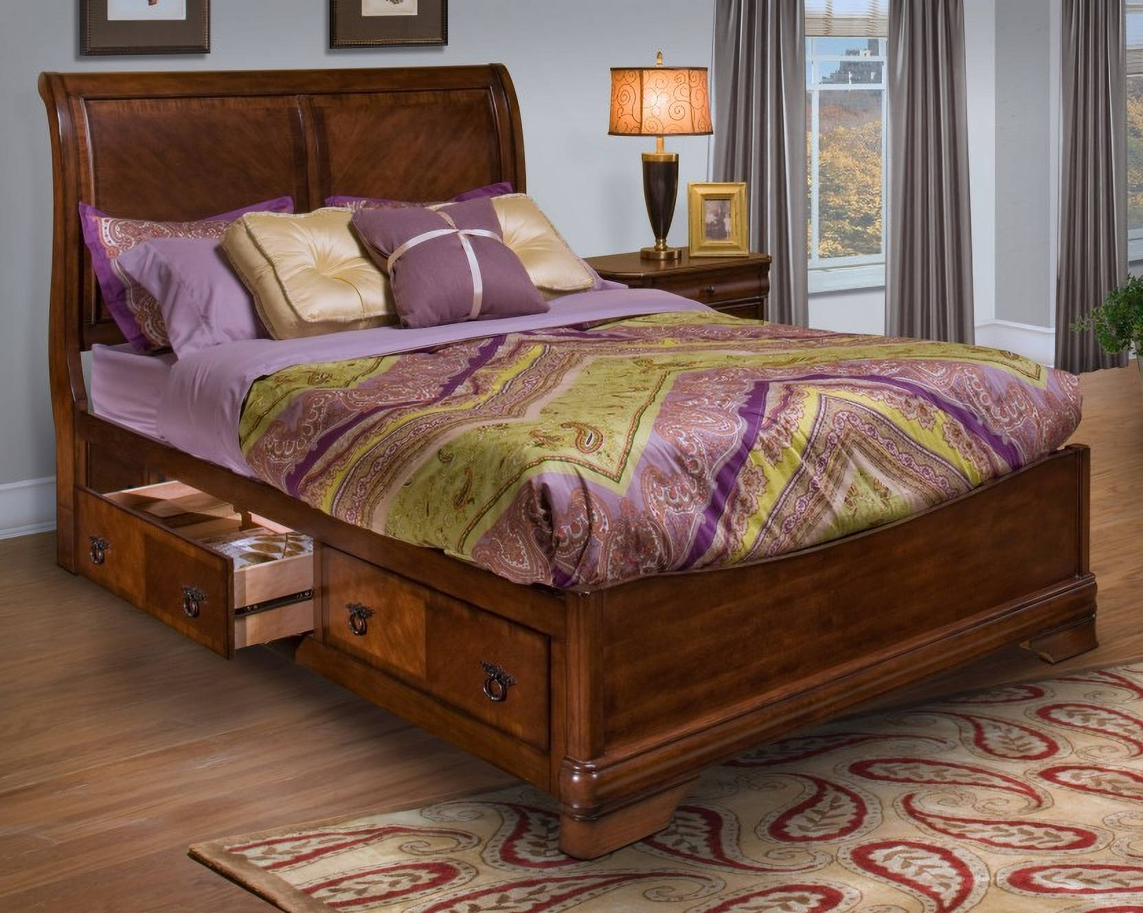 New Classic Sheridan Queen Storage Bed In Burnished Cherry Finish 00 005 338 1stopbedrooms New Classic Sheridan Queen Storage Bed, Brinley Cherry King Storage Bed