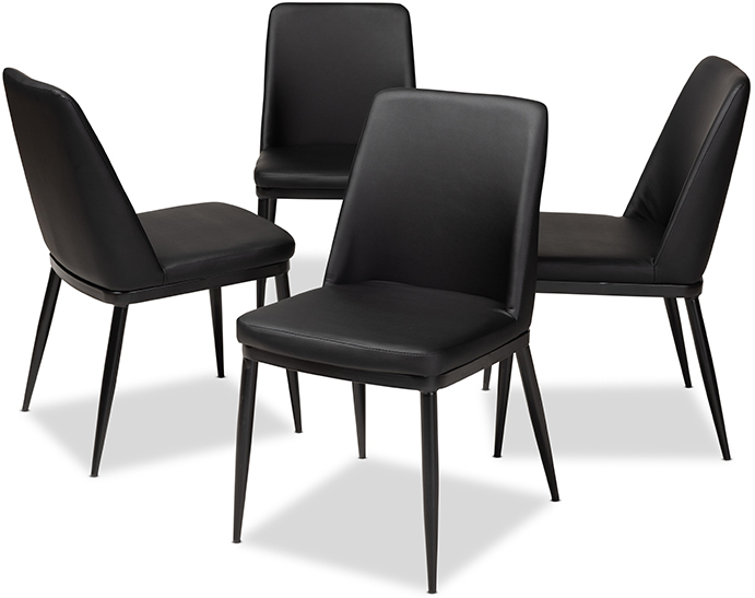 Darcell Modern And Contemporary Black Faux Leather Upholstered Dining Chair Set Of 4 1stopbedrooms