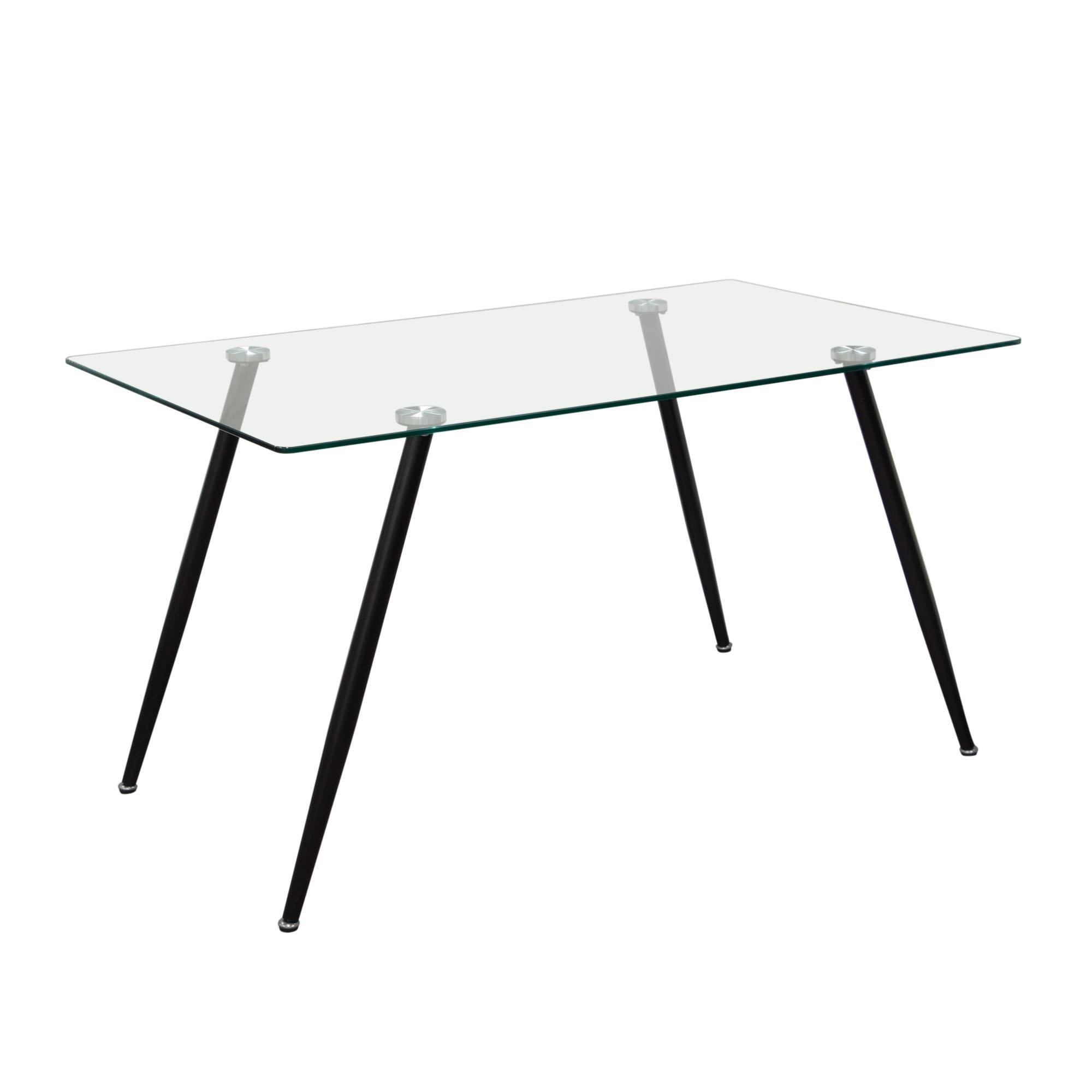 Diamond Sofa Finn Glass Top Black Metal Base Rectangular Dining Table 1stopbedrooms