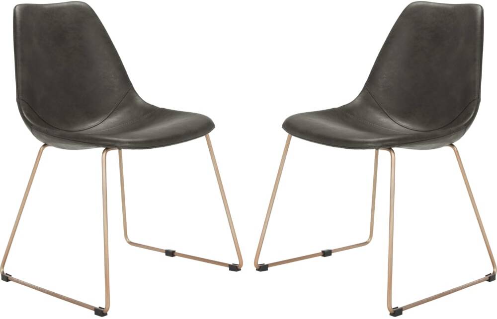 Dorian Grey Copper Midcentury Modern Leather Dining Chair Set Of 2 1stopbedrooms