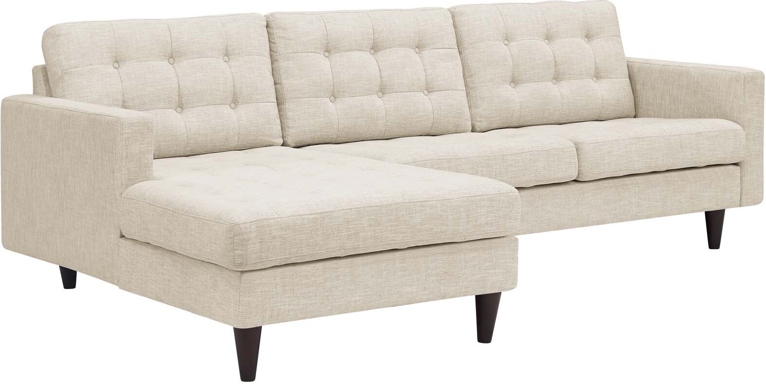 Empress Beige Left Facing Upholstered Fabric Sectional Sofa Eei