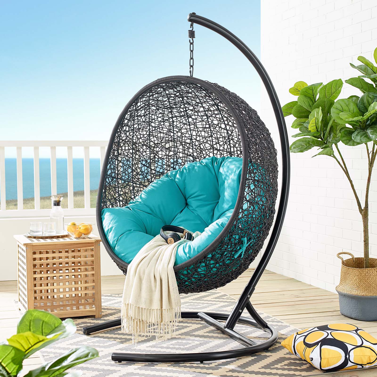 Encase Turquoise Swing Outdoor Patio Lounge Chair EEI-739 ...