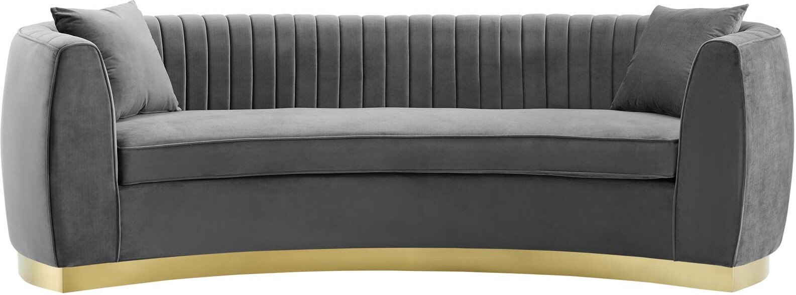 Enthusiastic Gray Vertical Channel Tufted Curved Performance