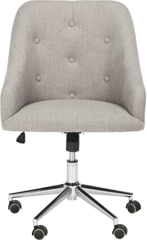 Evelynn Grey Tufted Linen Chrome Leg Swivel Office Chair 1stopbedrooms
