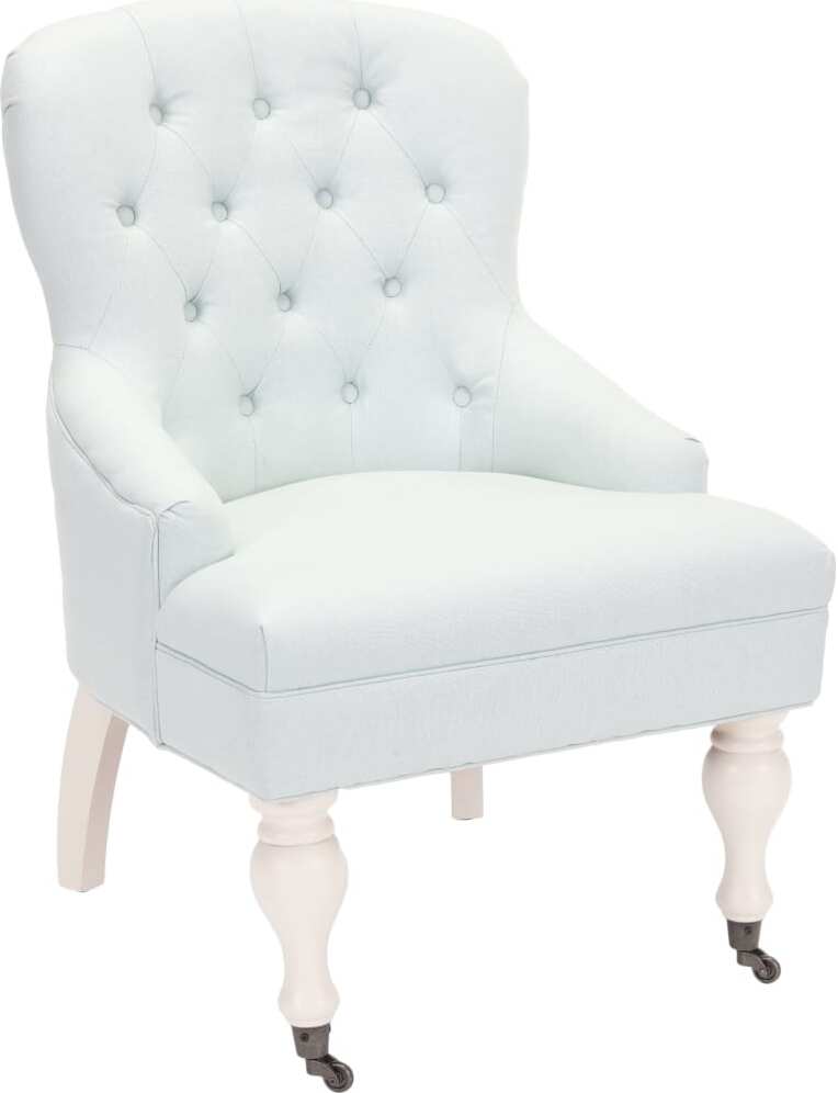 Everly Robins Egg Blue Ivory Tufted Arm Chair 1stopbedrooms