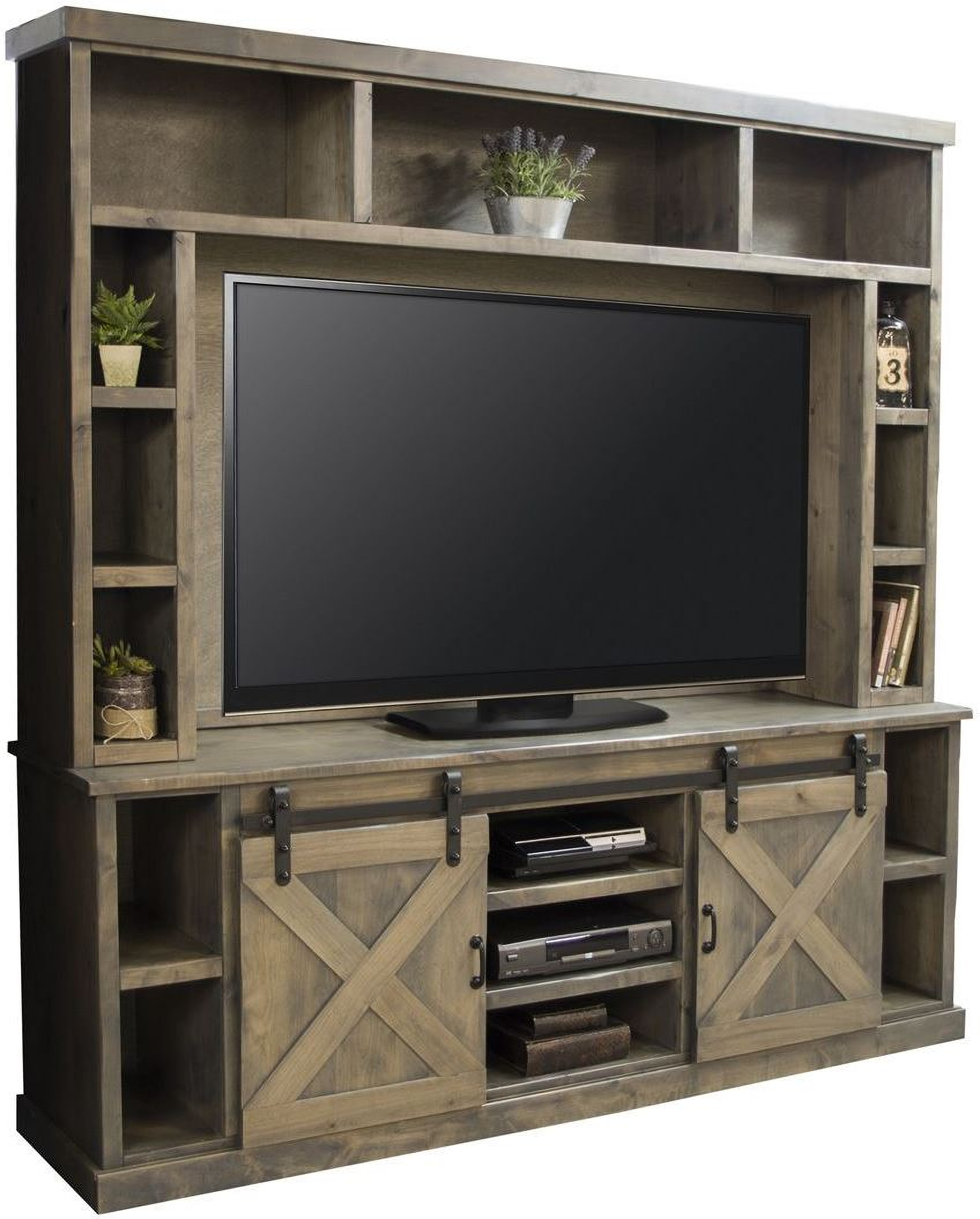 Farmhouse Brushed Nickel Entertainment Center 1stopbedrooms