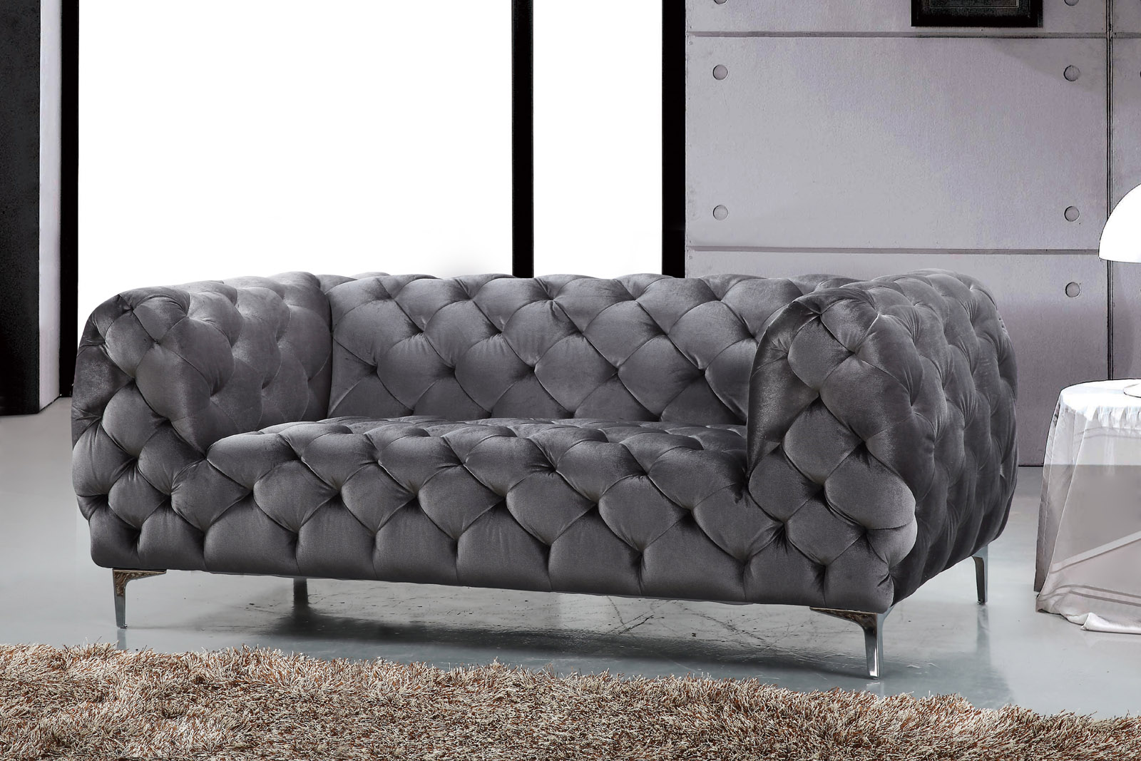 Meridian Mercer Velvet Loveseat In Grey 646gry L 1stopbedrooms