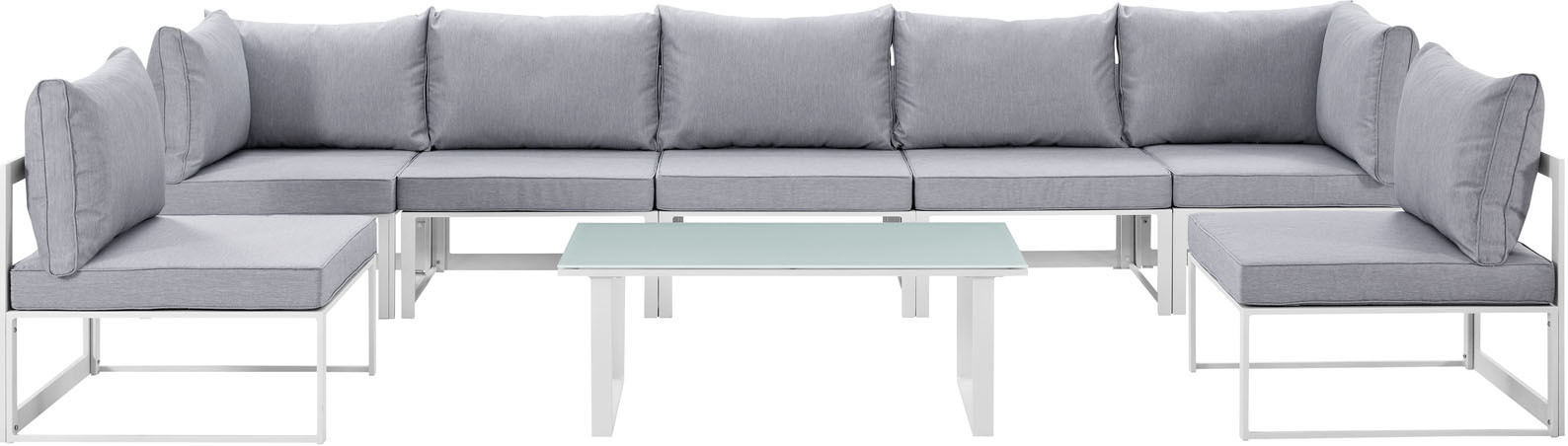 Fortuna White And Gray 8 Piece Outdoor Patio Sectional Sofa Set