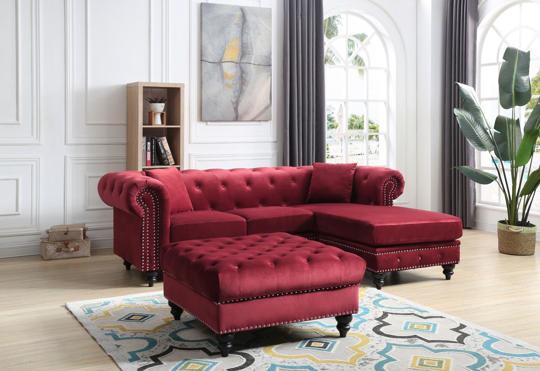 Glory Furniture Nola G0359b Sc Sofa Chaise Burgundy 1stopbedrooms