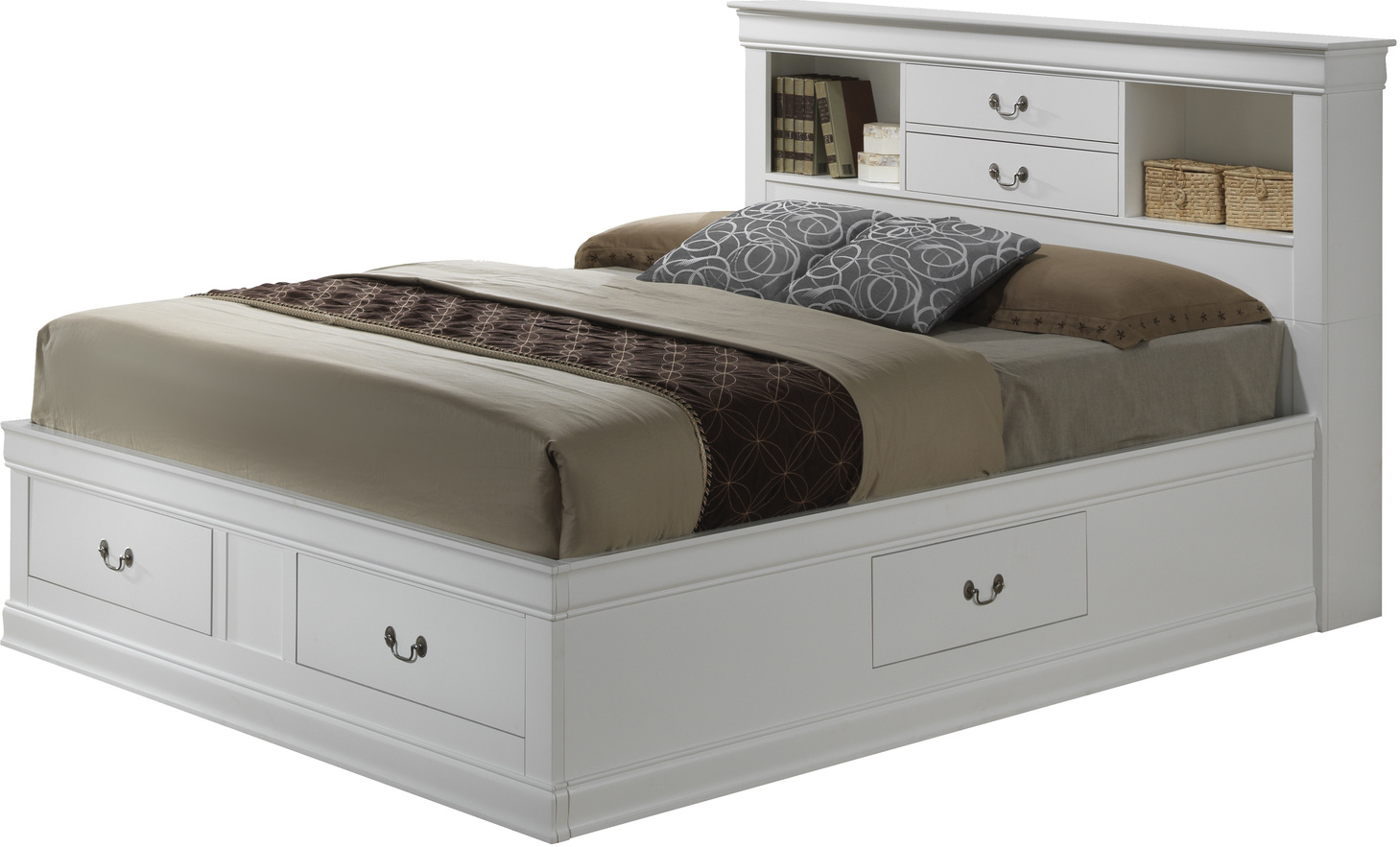 White Queen Storage Bed Glory Furniture G3190 Queen  Storage  Bed  in White  G3190B 