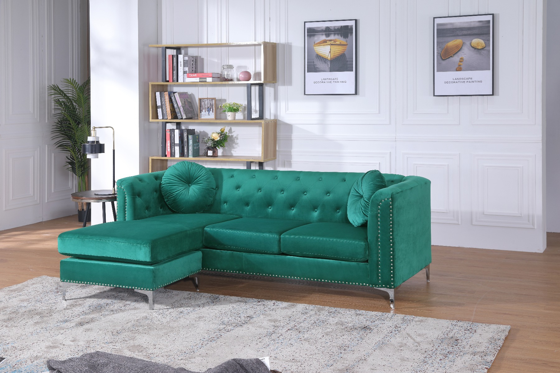 Glory Furniture Pompano G895b Sc Sofa Chaise Green 1stopbedrooms