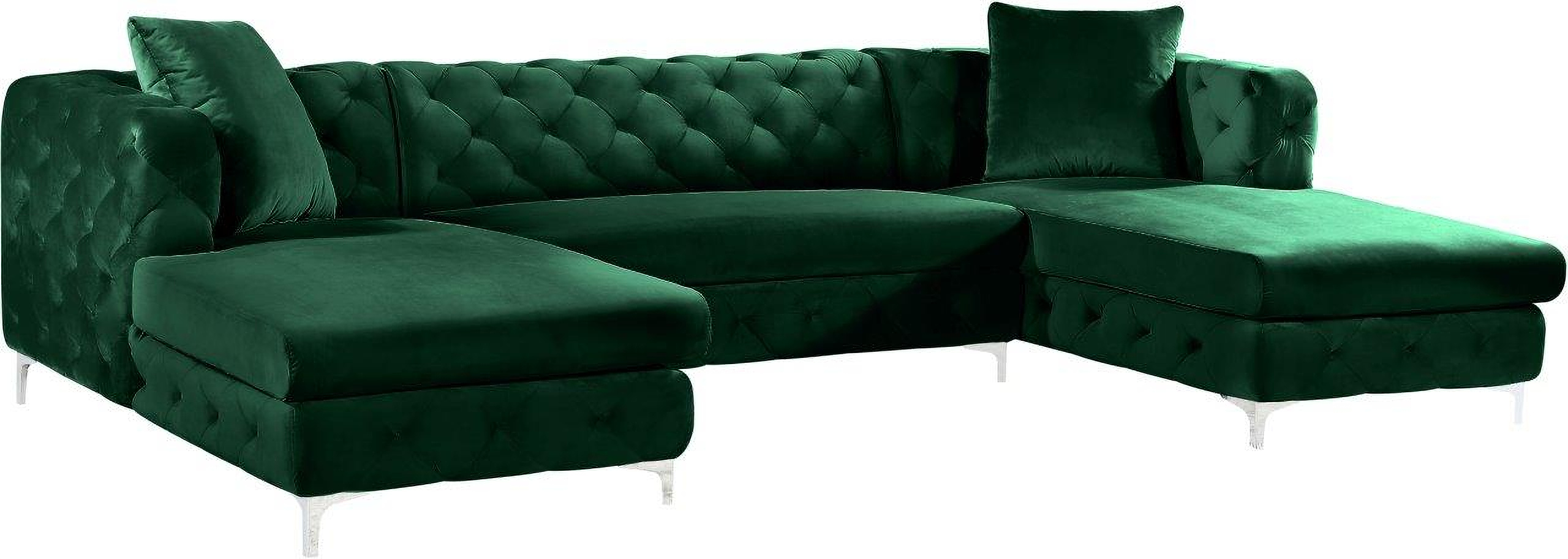 Gail Green Velvet 3pc Sectional 1stopbedrooms