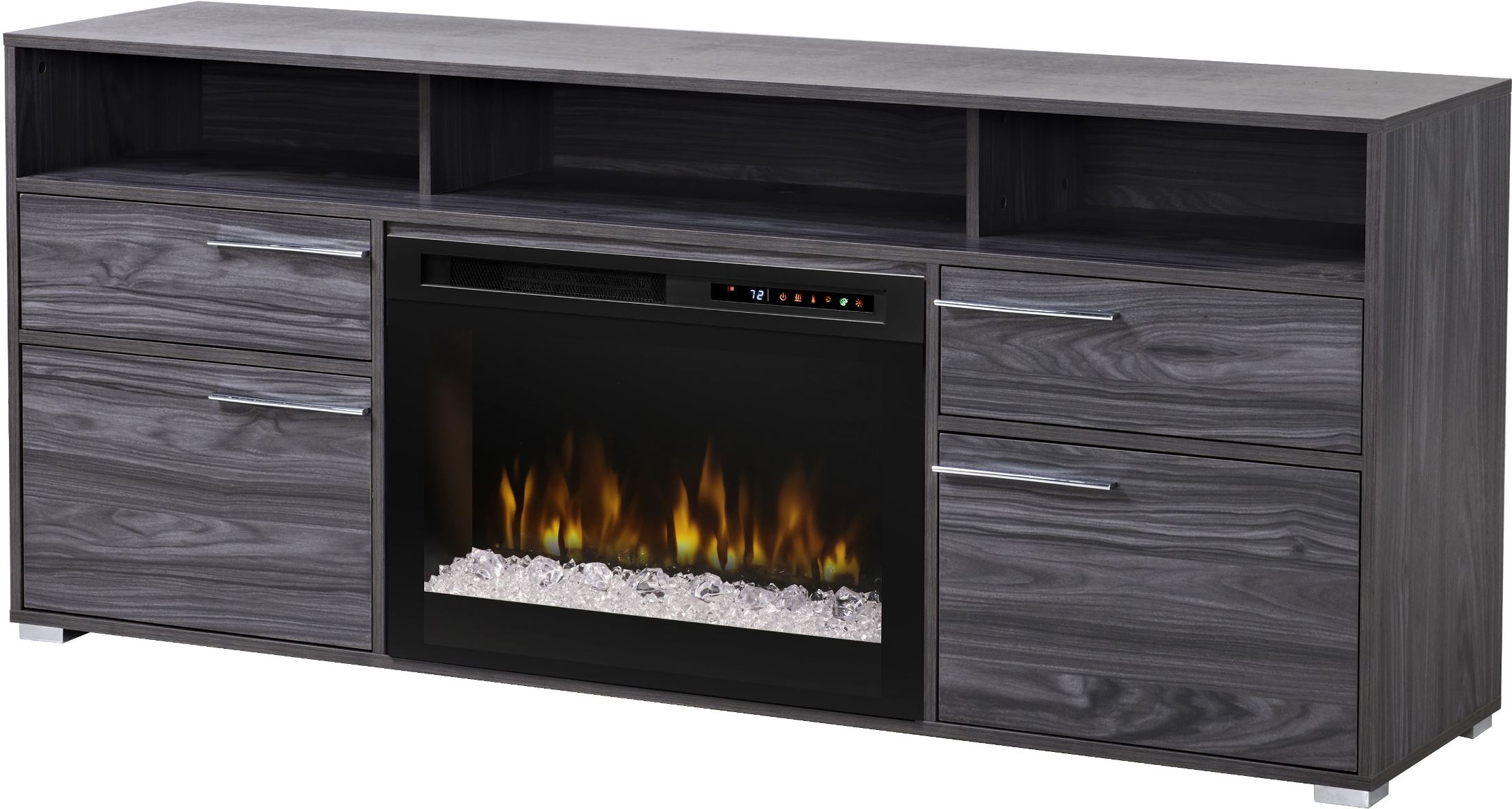 Sander Carbon Media Console Electric Fireplace With Acrylic Ember