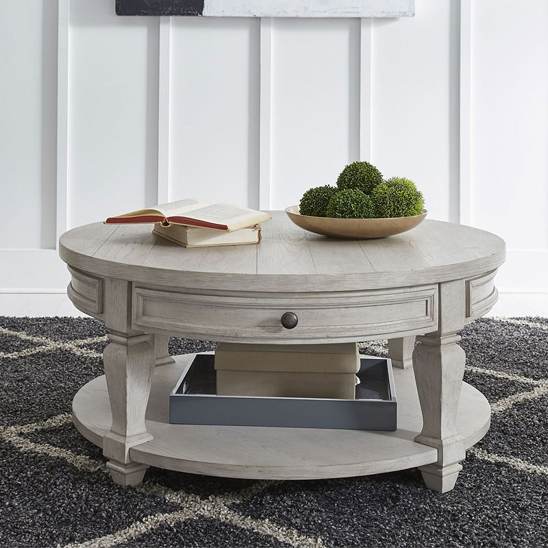 Harvest Home Round Cocktail Table Cottonfield White 1stopbedrooms