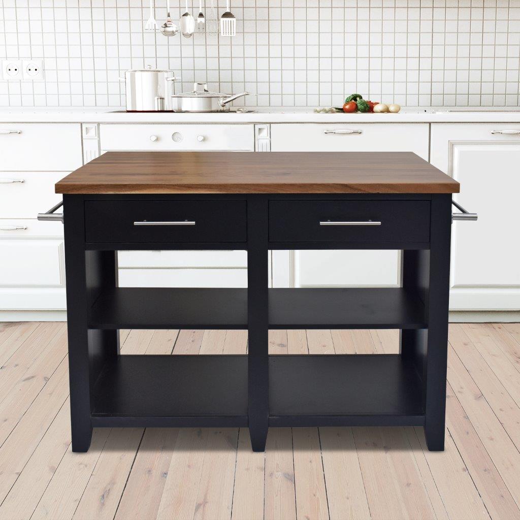 Hilton Black Counter Height Extendable Kitchen Island 1stopbedrooms
