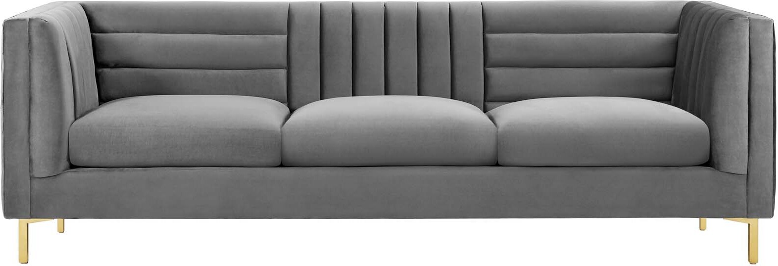 Ingenuity Gray Channel Tufted Performance Velvet Sofa Eei 3454 Gry Ingenuity Gray Channel Tufted