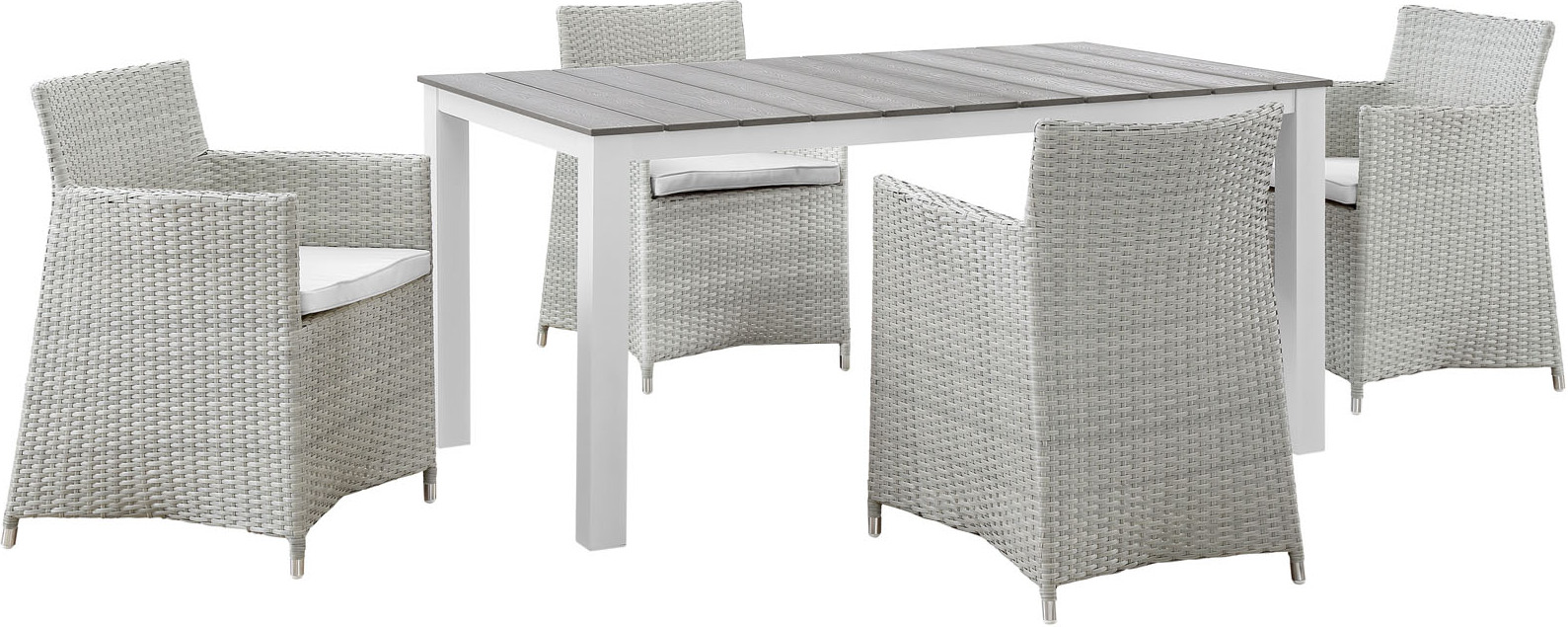 Junction Gray And White 5 Piece Outdoor Patio Dining Set Eei 1746 Gry Whi Set 1stopbedrooms