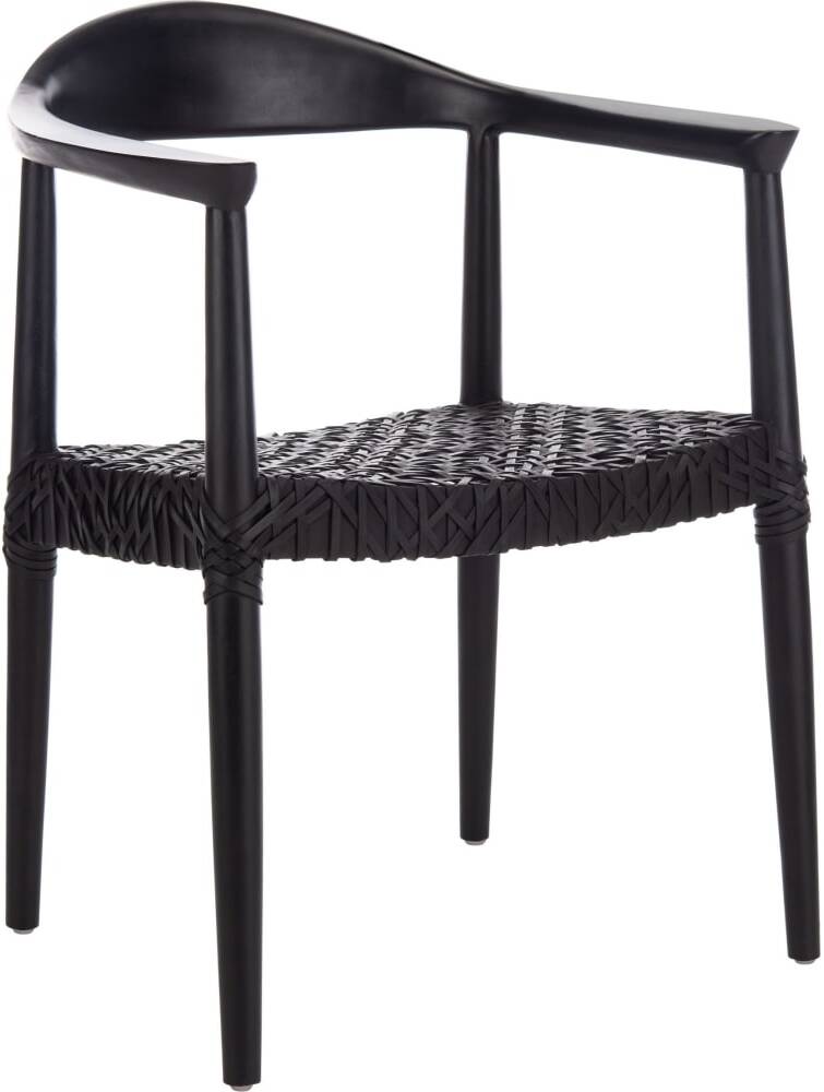 Juneau Black Leather Woven Accent Chair 1stopbedrooms