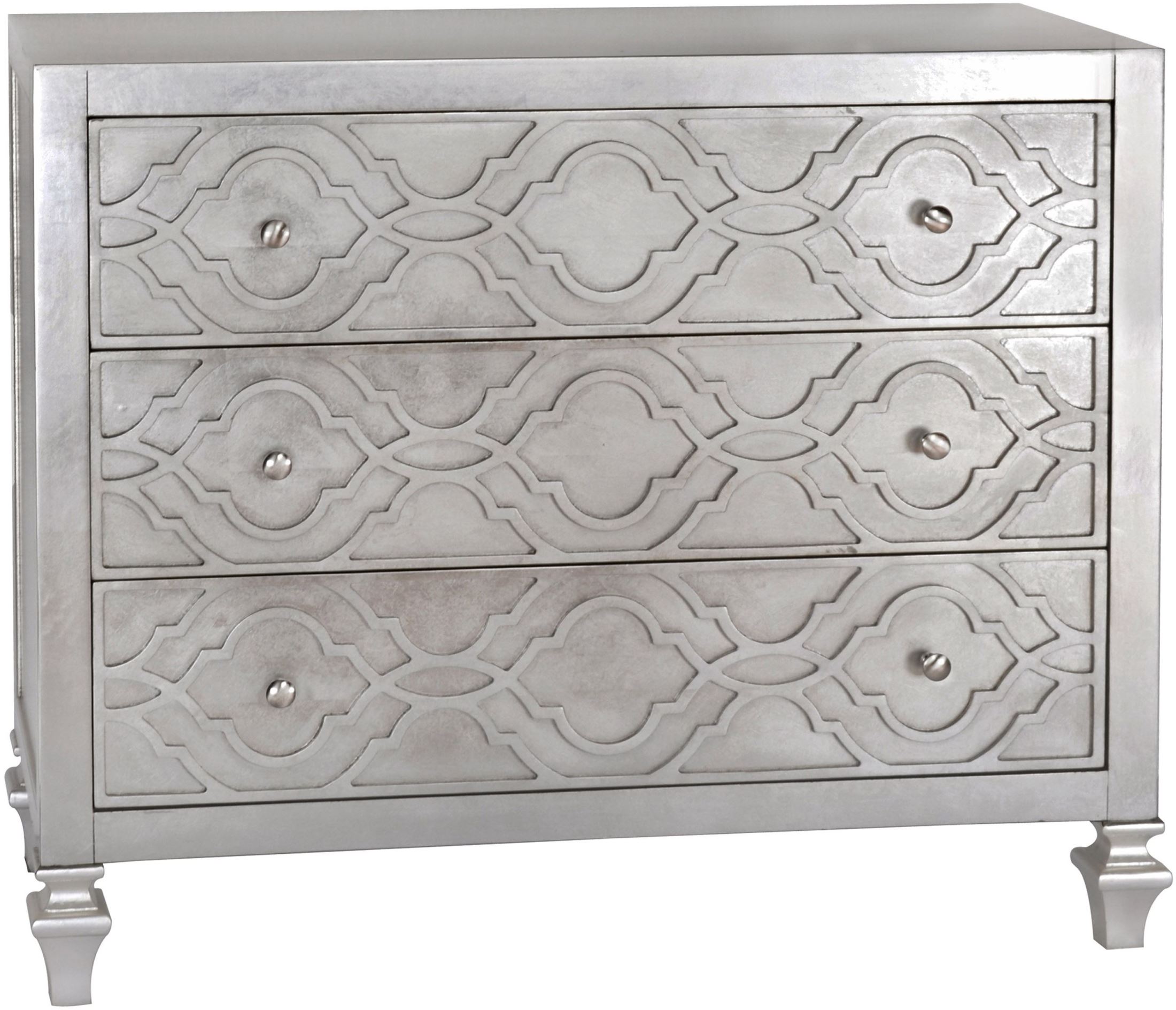 Accentrics Home Silver Leaf Woven Trellis 3 Drawer Accent Chest