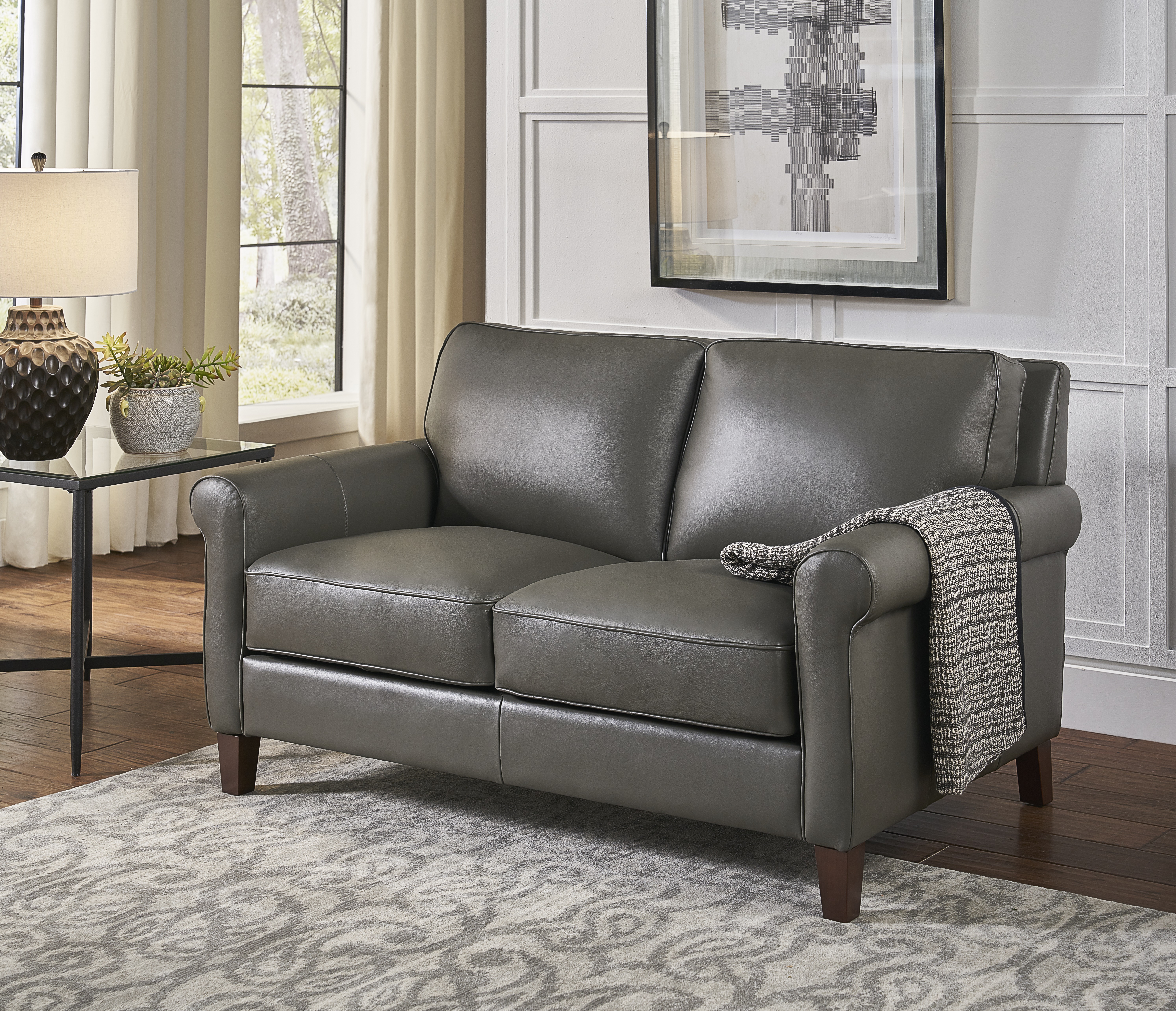 Laguna Leather Loveseat Bedford Slate 1stopbedrooms
