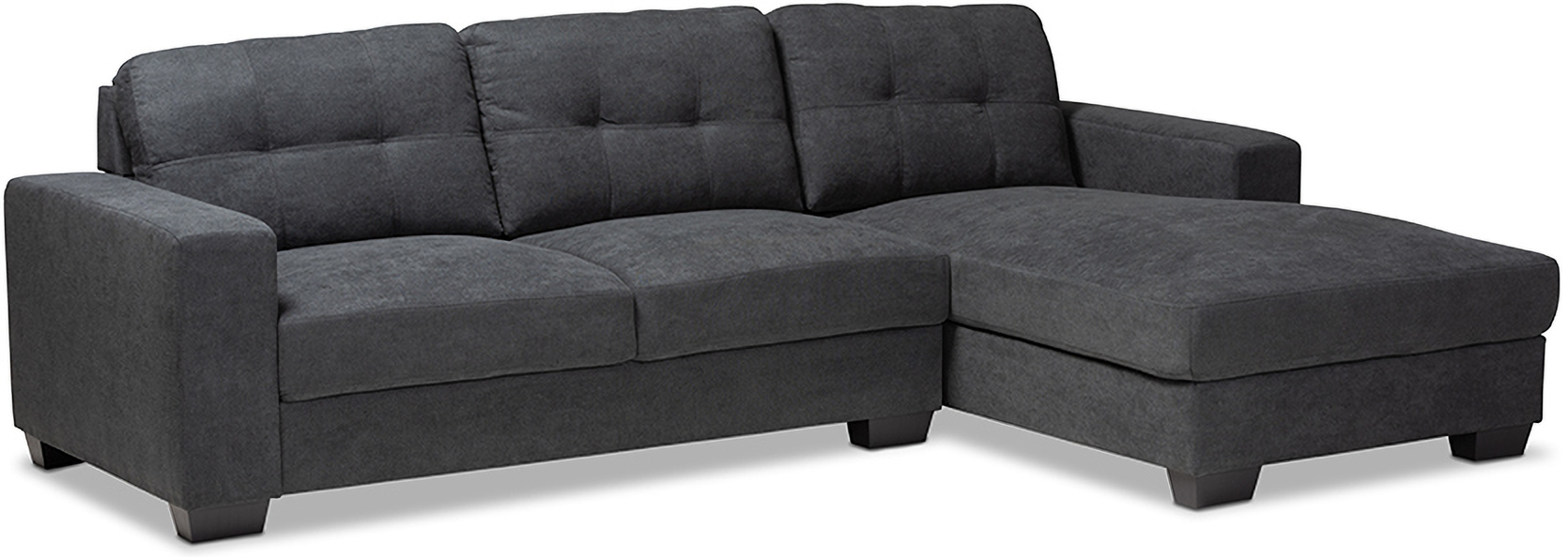 Langley Modern And Contemporary Dark Grey Fabric Upholstered