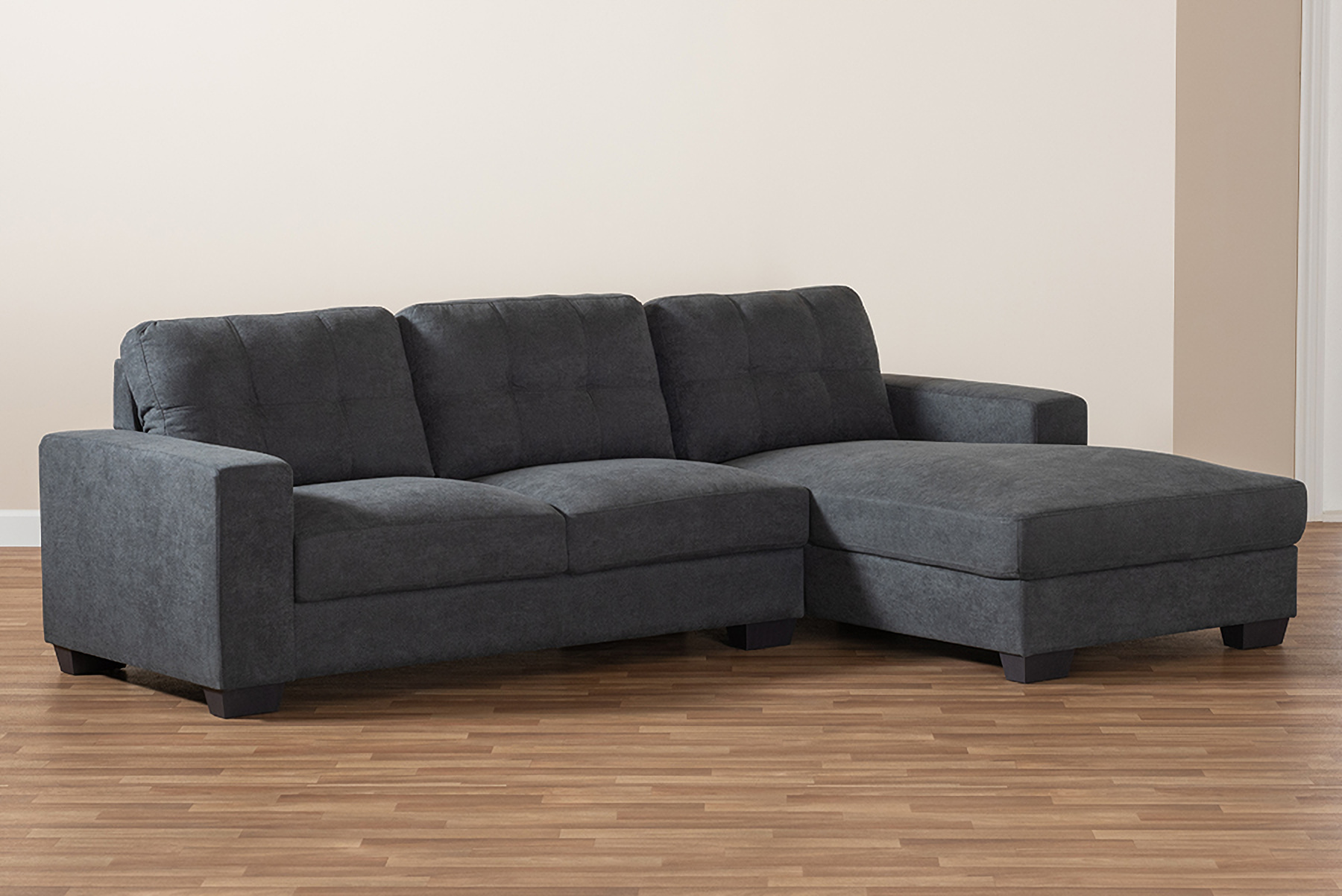 Langley Modern And Contemporary Dark Grey Fabric 