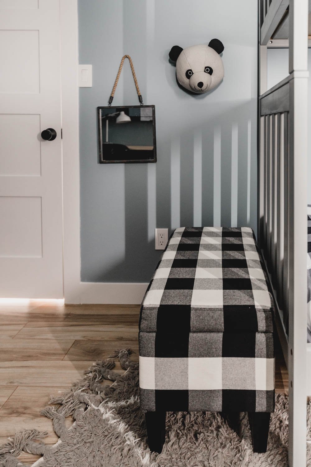 Large Decorative Storage Bench Black Plaid - 1StopBedrooms.