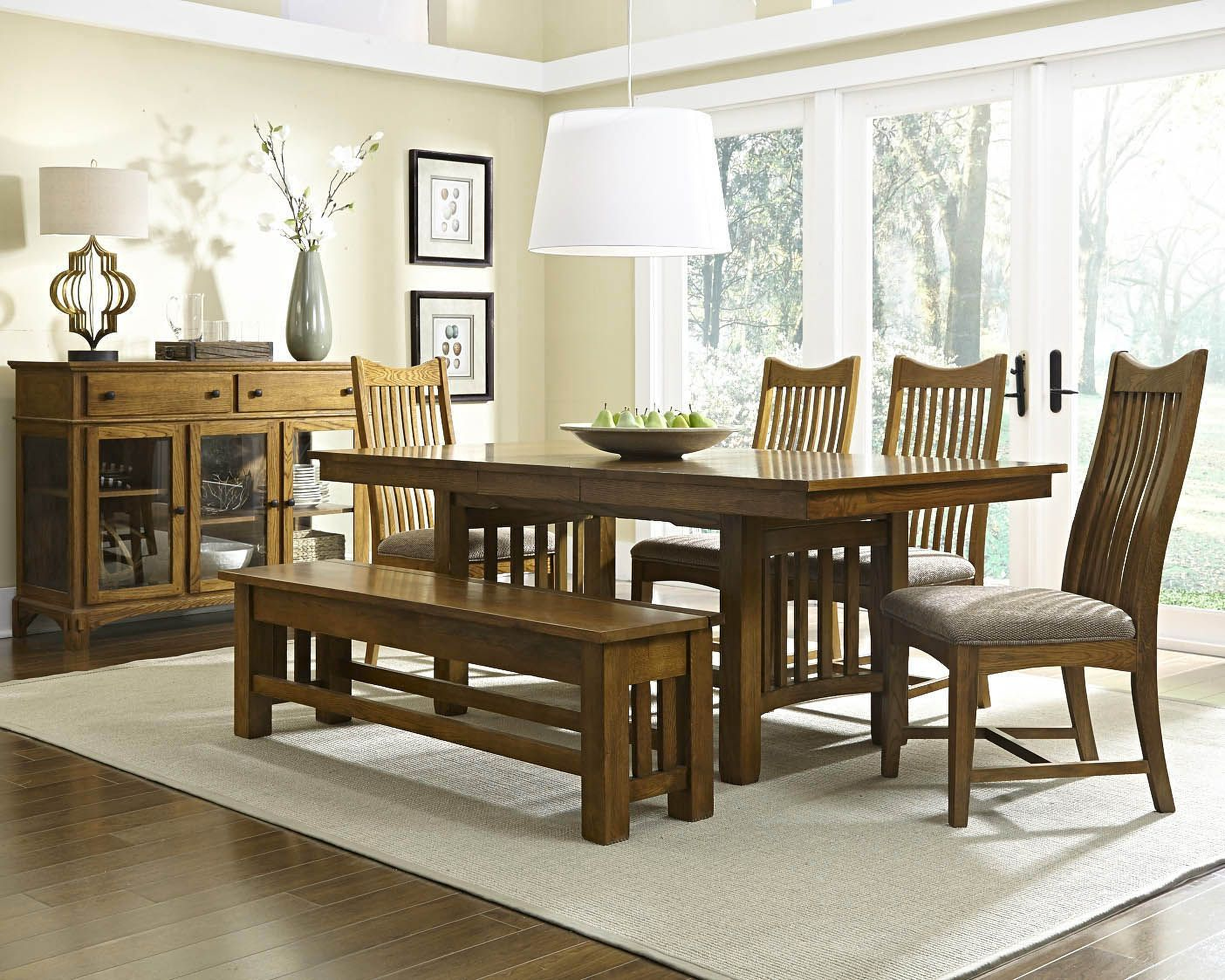 Laurelhurst 92" Rustic Oak Extendable Rectangular Trestle ... on {keyword}