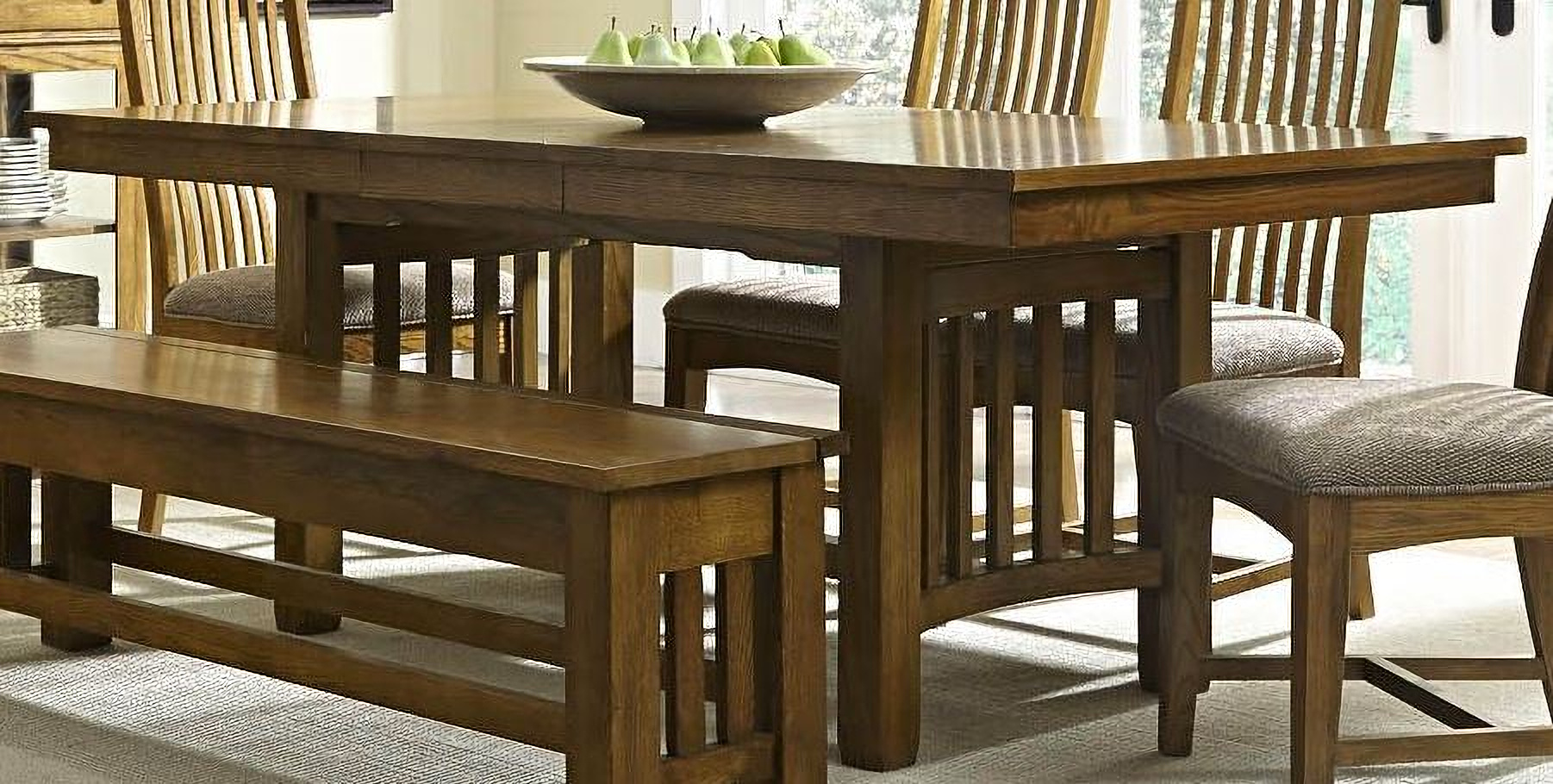 Laurelhurst 92" Rustic Oak Extendable Rectangular Trestle ... on {keyword}