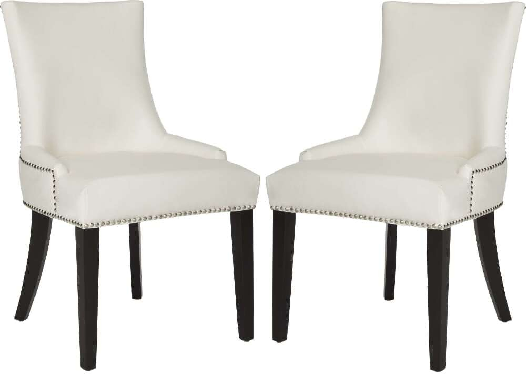 Lester White Leather Dining Chair With Silver Nailhead Detail Set Of 2 1stopbedrooms
