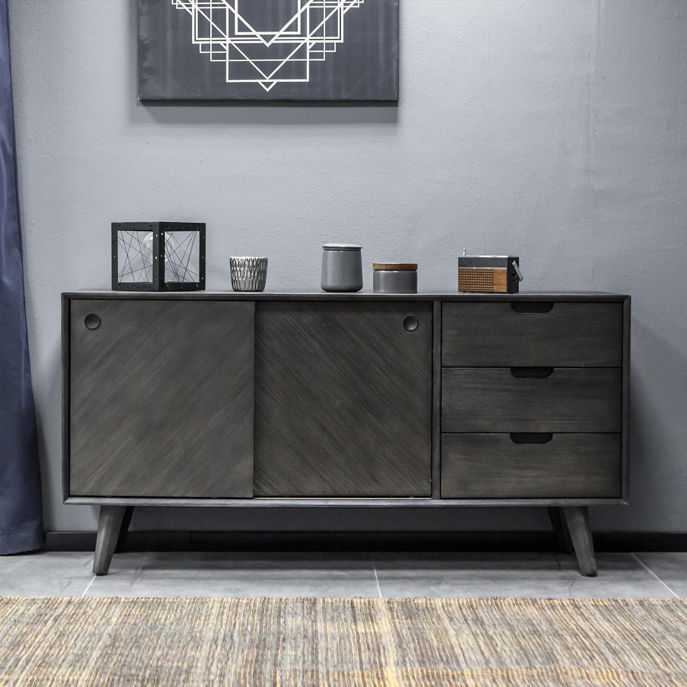 Leven Tundra Grey Acacia Buffet Cabinet - 1StopBedrooms.