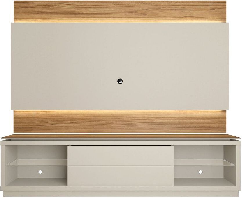 Lincoln 85 Inch Tv Stand And Panel With Led Lights In Off White And Cinnamon 1stopbedrooms