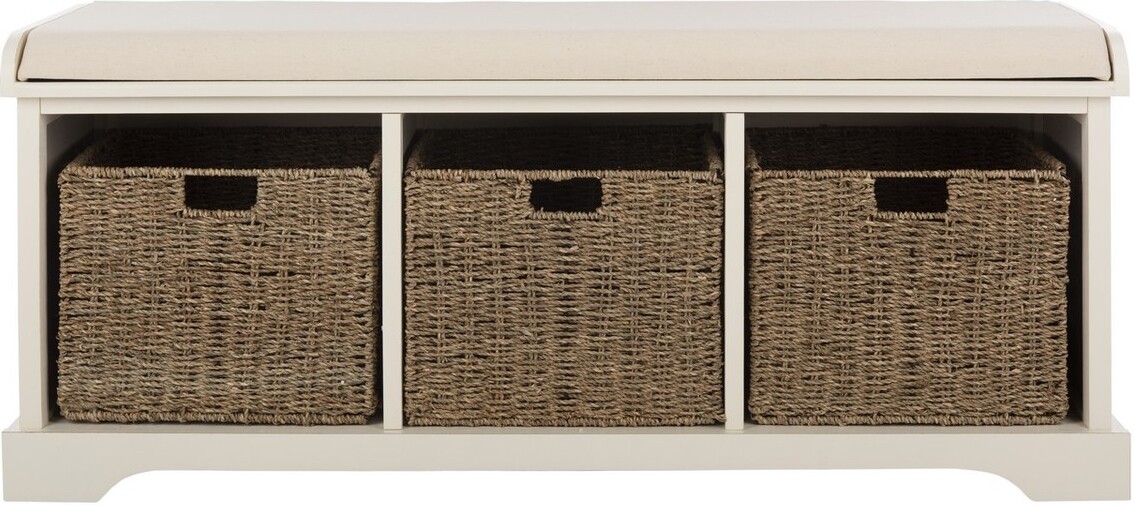 Lonan White Wicker Storage Bench 1stopbedrooms