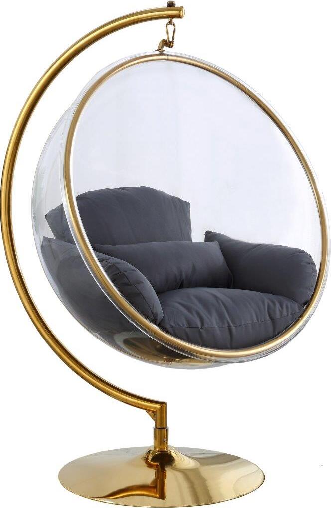Luna Grey Fabric Acrylic Swing Bubble Accent Chair 1stopbedrooms