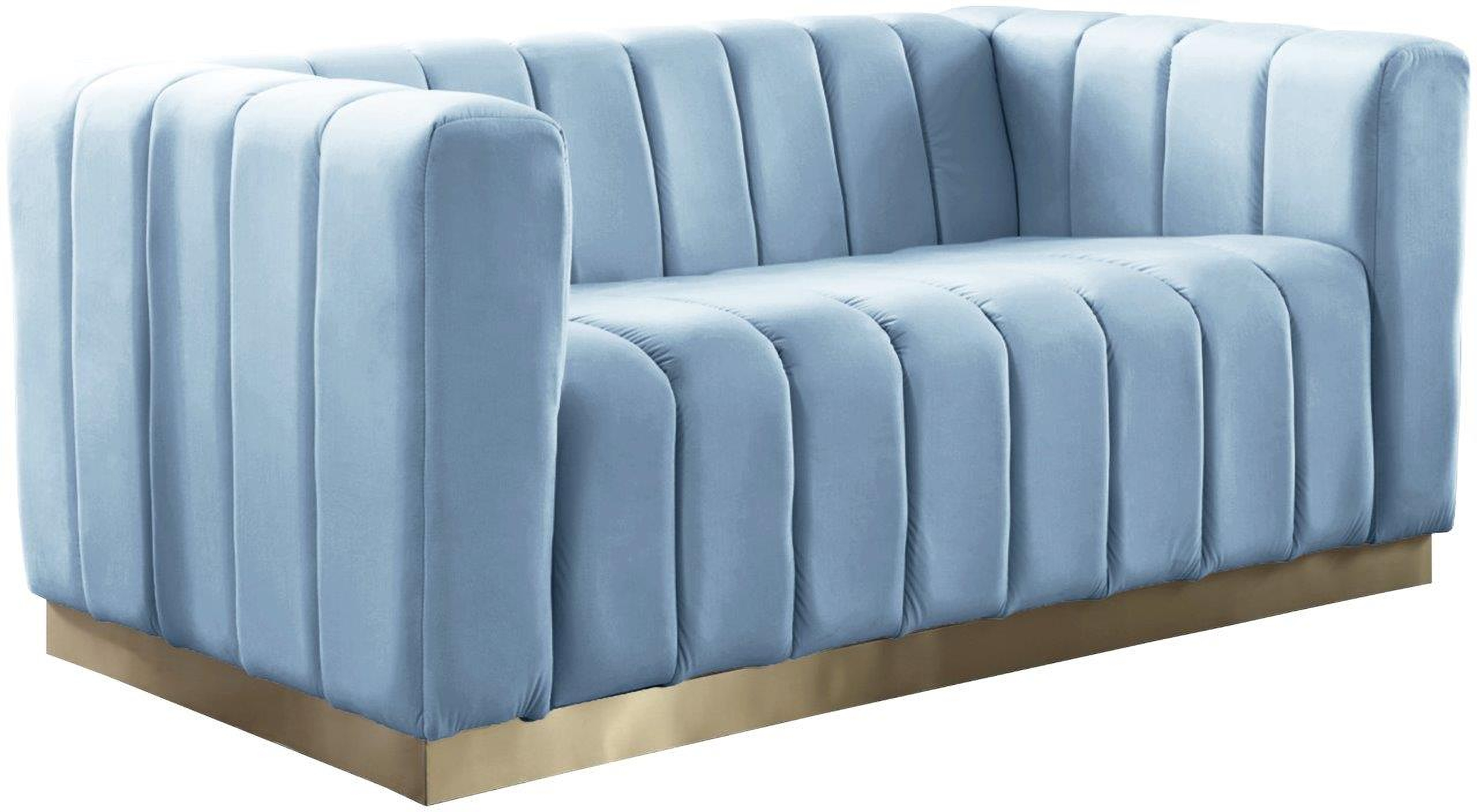 Marlon Sky Blue Velvet Loveseat 1stopbedrooms