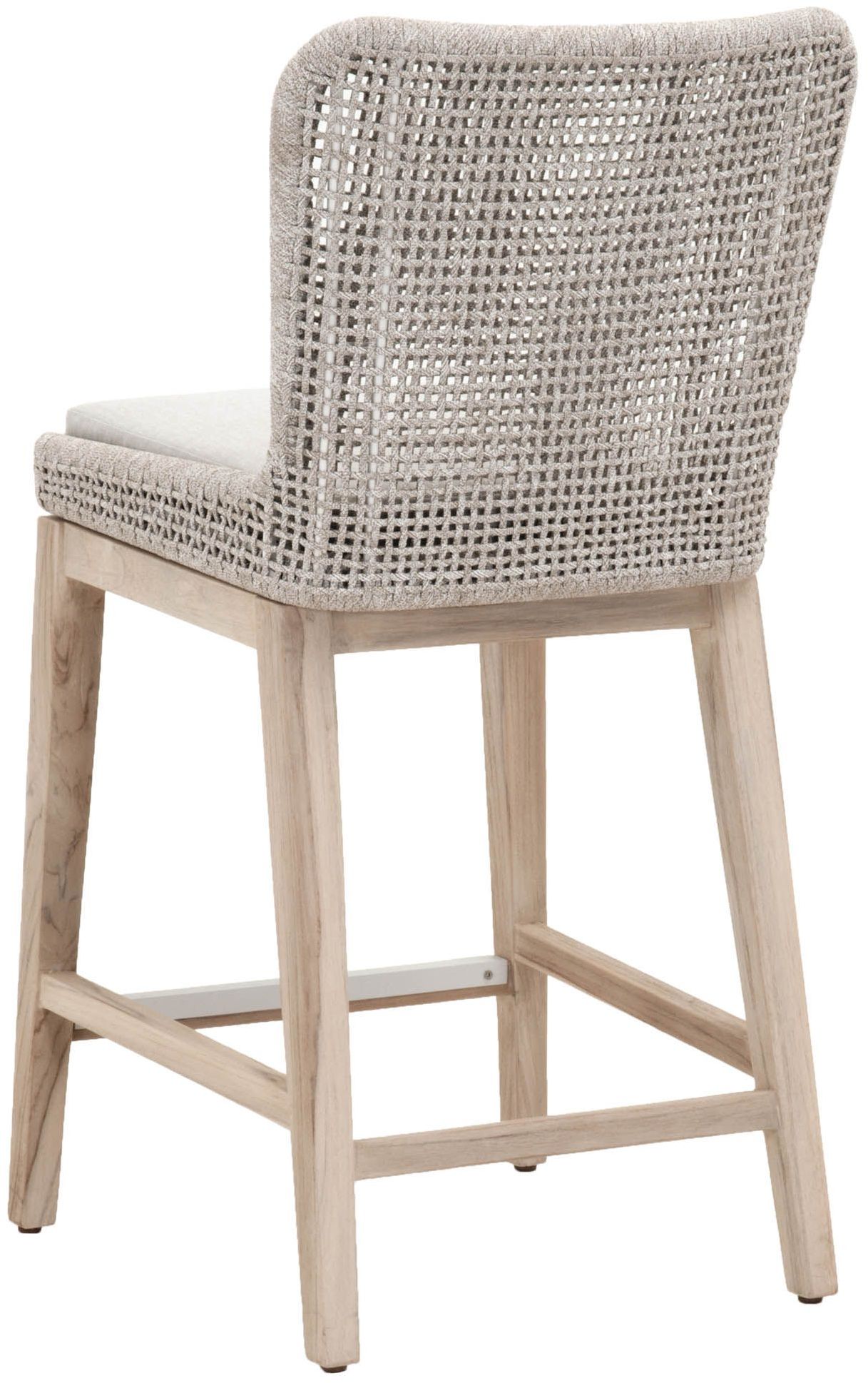 Wicker Taupe White Mesh Outdoor Counter Stool - 1StopBedrooms.