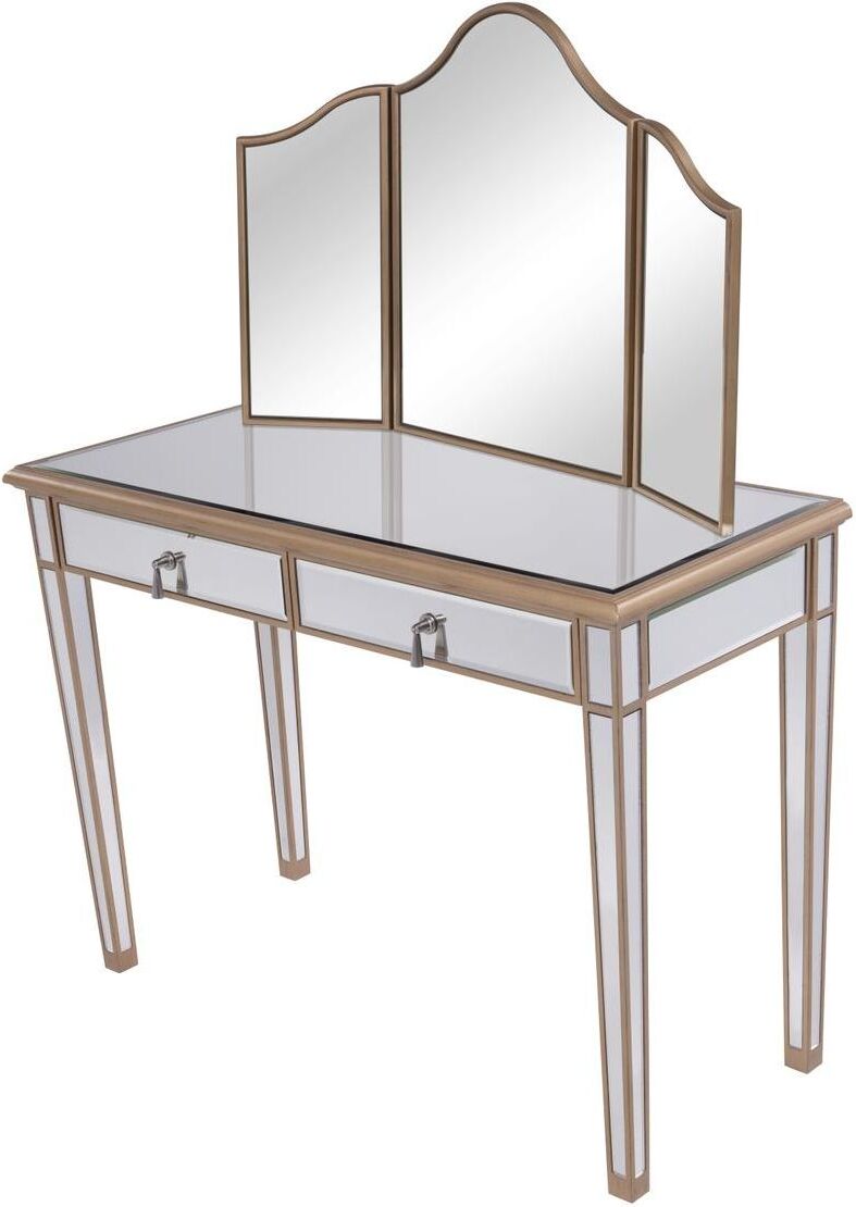 Mf6 2003g Contempo 42 Hand Rubbed Antique Gold Vanity Table Set 1stopbedrooms