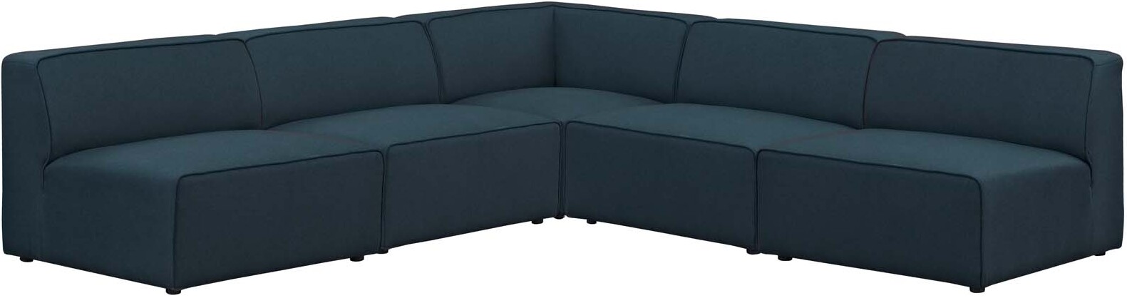Mingle Blue 5 Piece Upholstered Fabric Armless Sectional Sofa Set Eei 2839 Blu 1stopbedrooms