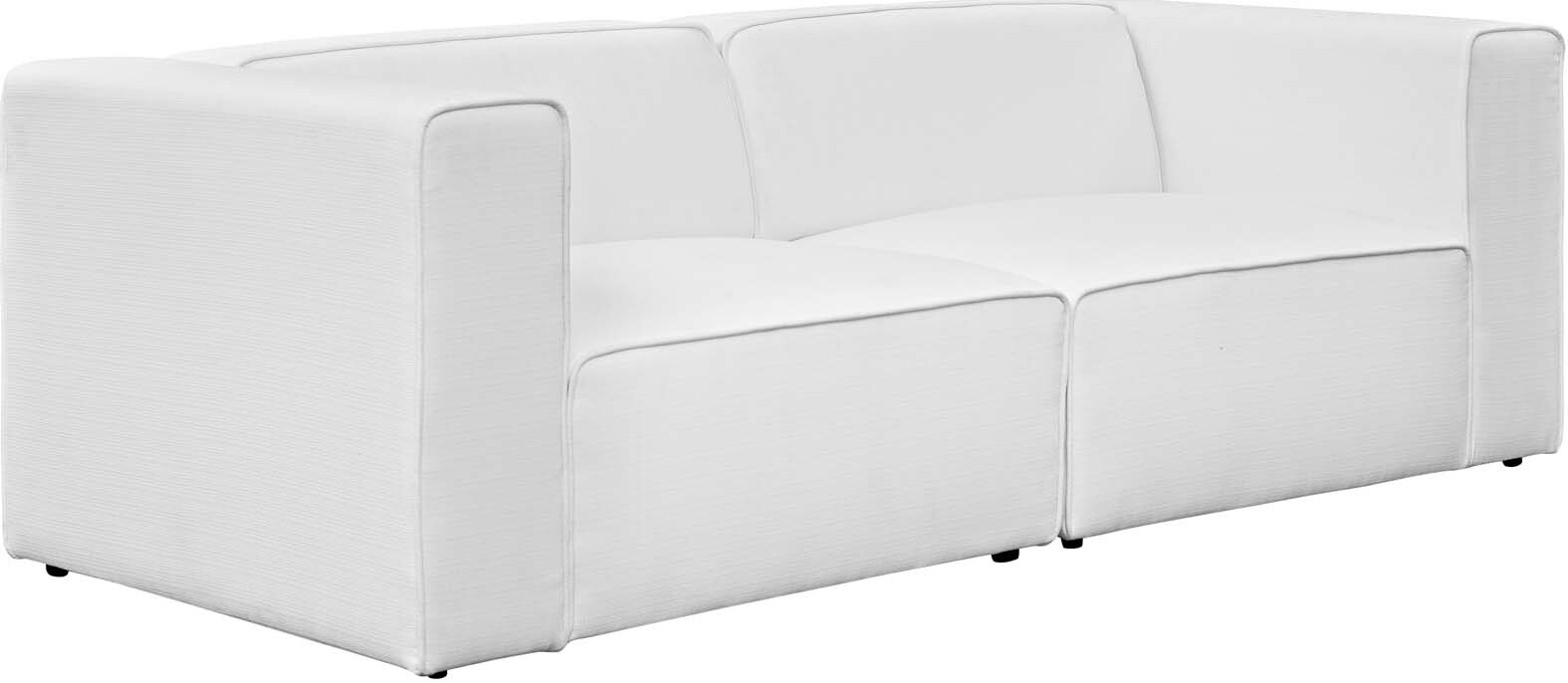 Mingle White 2 Piece Upholstered Fabric Sectional Sofa Set Eei