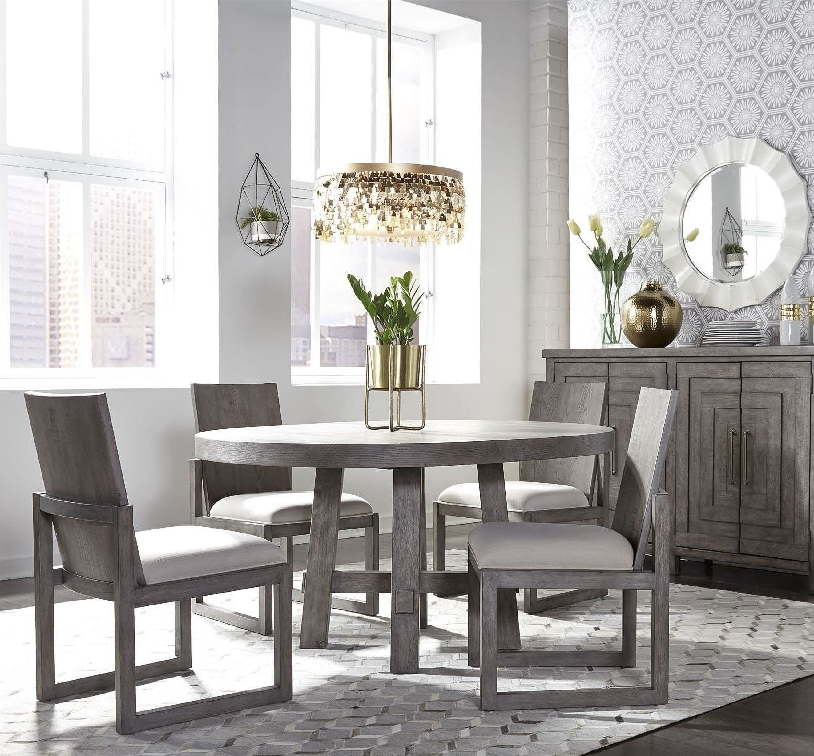 Modern Farmhouse Distressed Dusty Charcoal Extendable ...