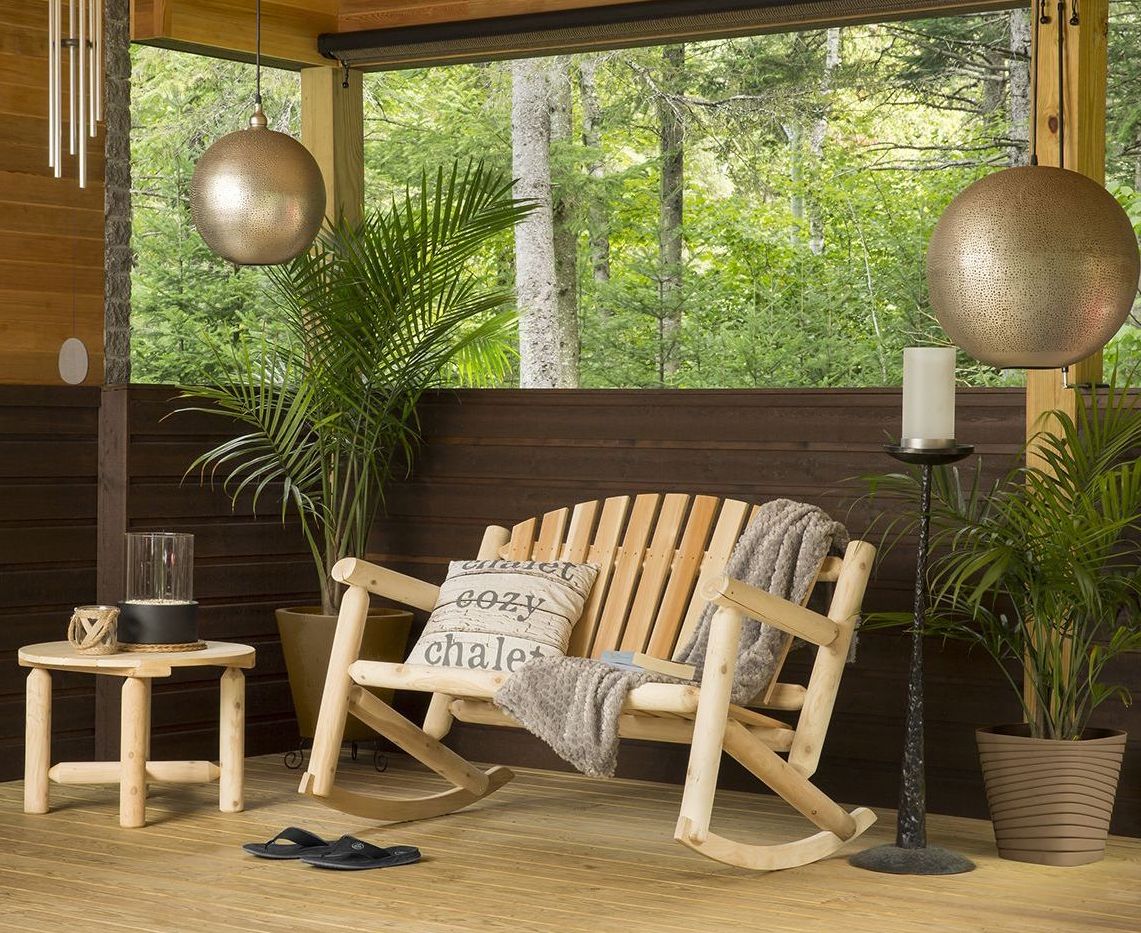White Cedar Outdoor Coffee Table and Settee Rocker ...