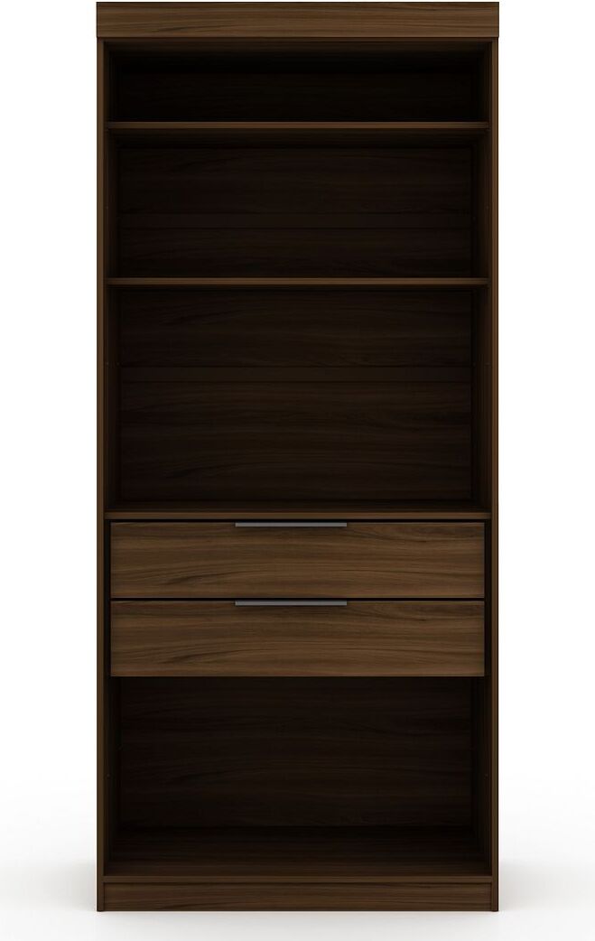 Mulberry Open 1 Sectional Modern Armoire Wardrobe Closet With 2 Drawers In Brown 1stopbedrooms