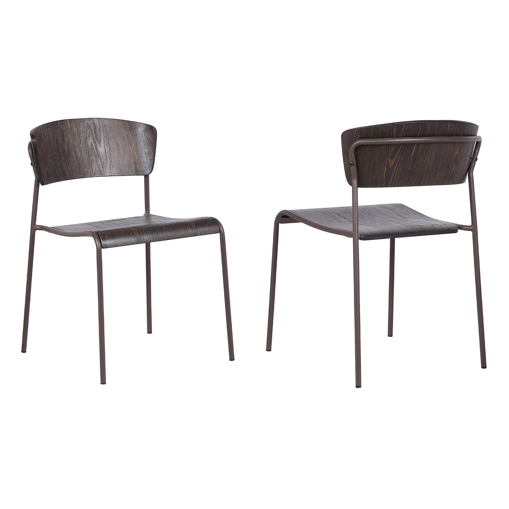 Nick Walnut And Metal Open Back Dining Accent Chair Set Of 2 1stopbedrooms