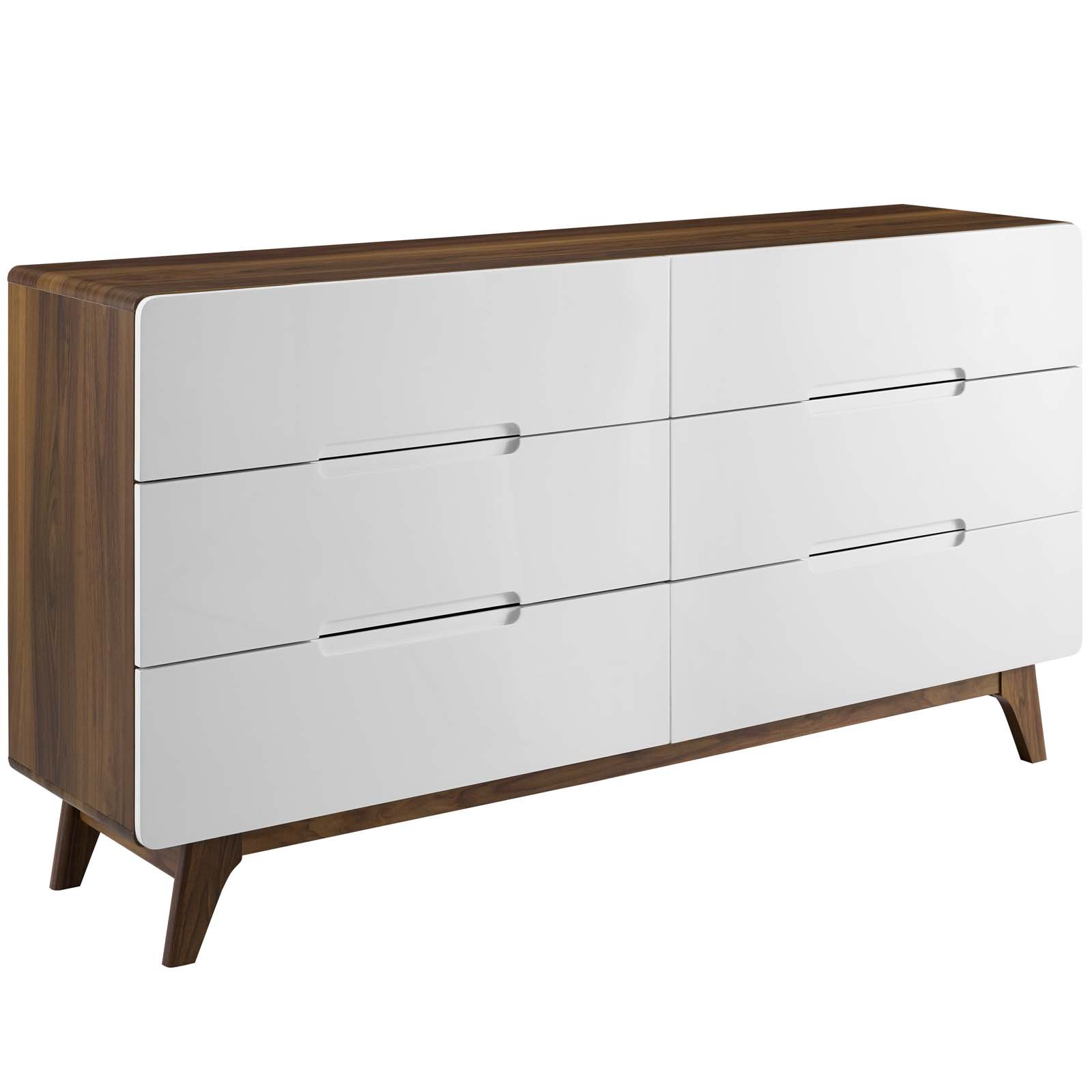 Origin Walnut White Six Drawer Wood Dresser Or Display Stand Mod