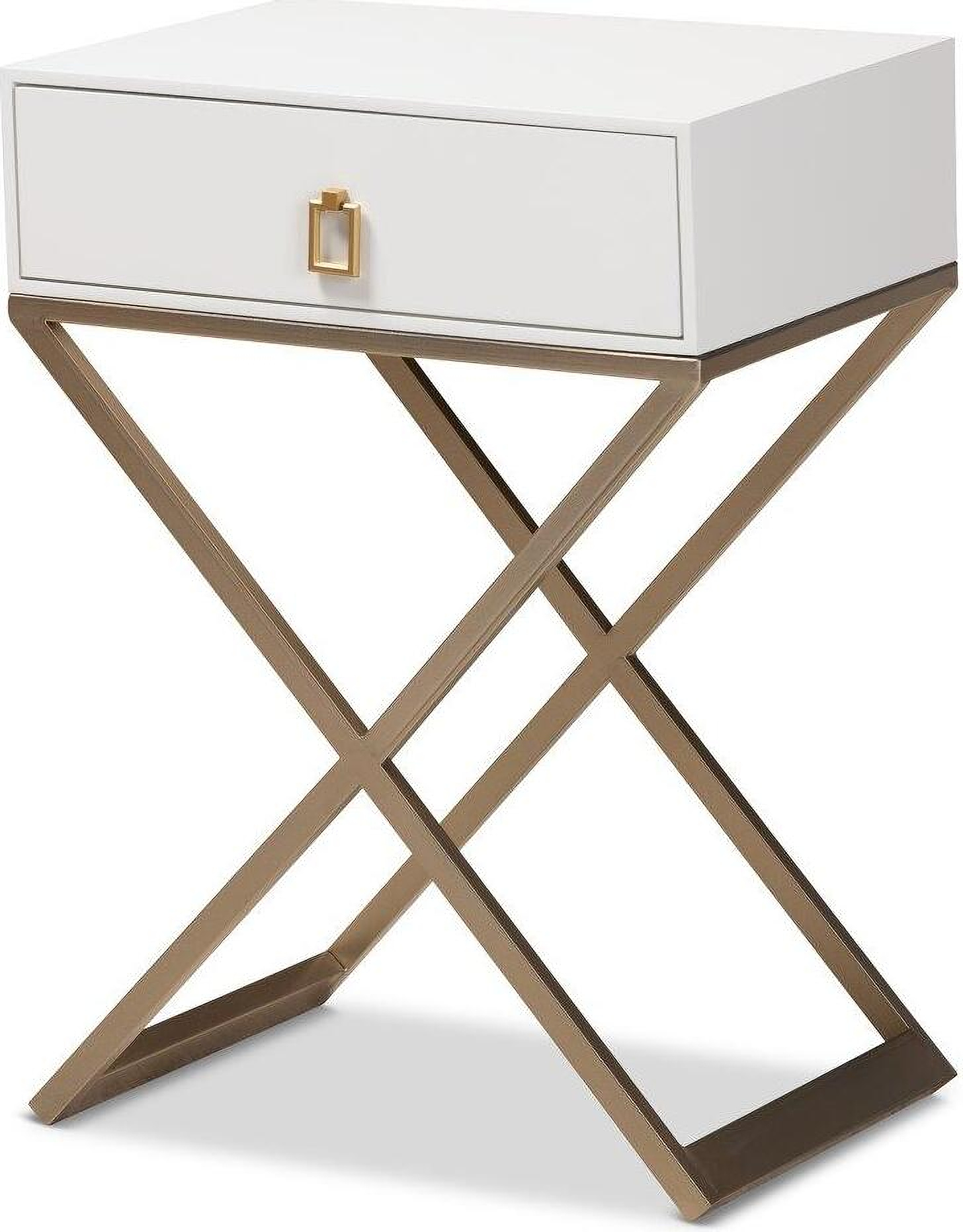 Patricia Modern And Contemporary White Finished Wood And Brass Tone Metal 1 Drawer Nightstand 1stopbedrooms