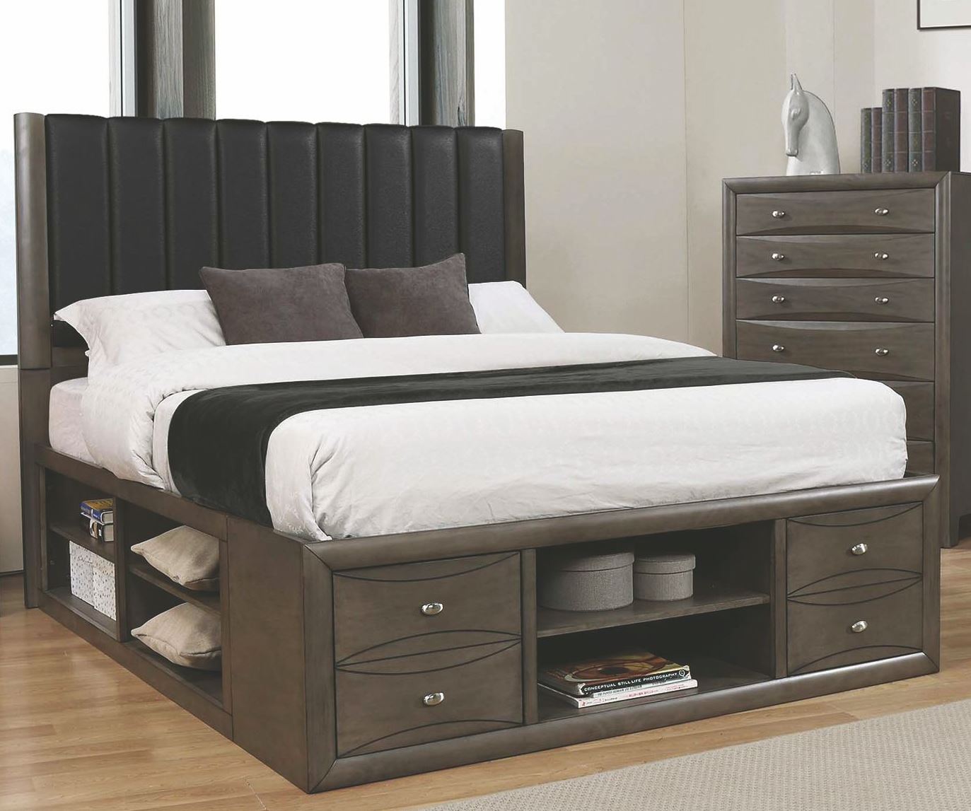 Phoenix Black Queen Platfrom Storage Bed 1stopbedrooms