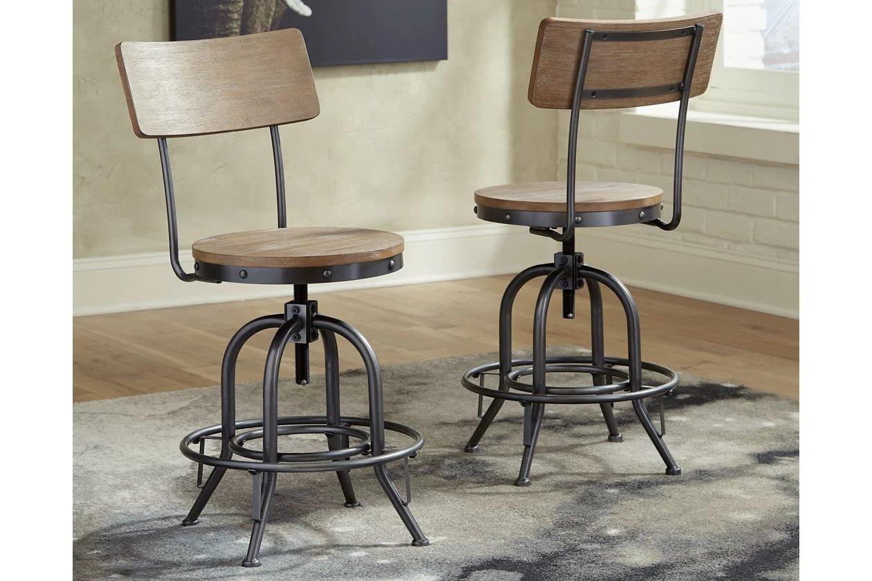 Pinnadel Light Brown Swivel Stool Set Of 2 1stopbedrooms