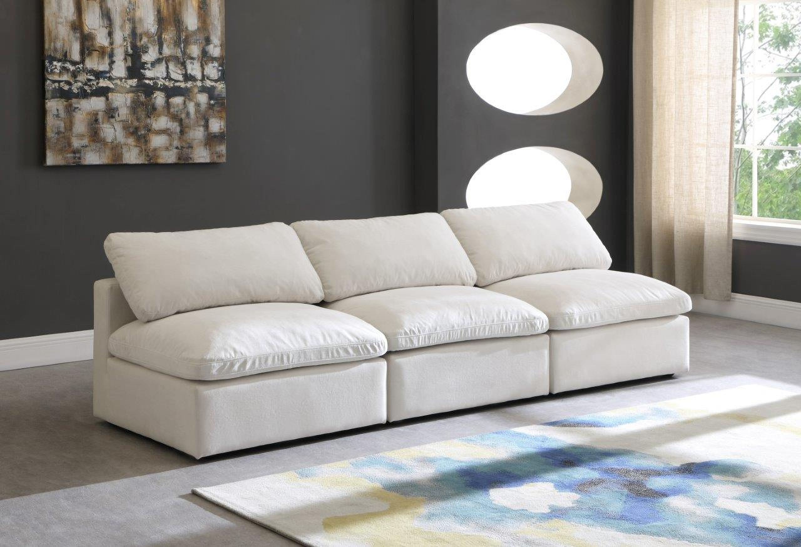 Plush Cream Velvet Standard Cloud Modular Sofa 602Cream-S3 - 1StopBedrooms.